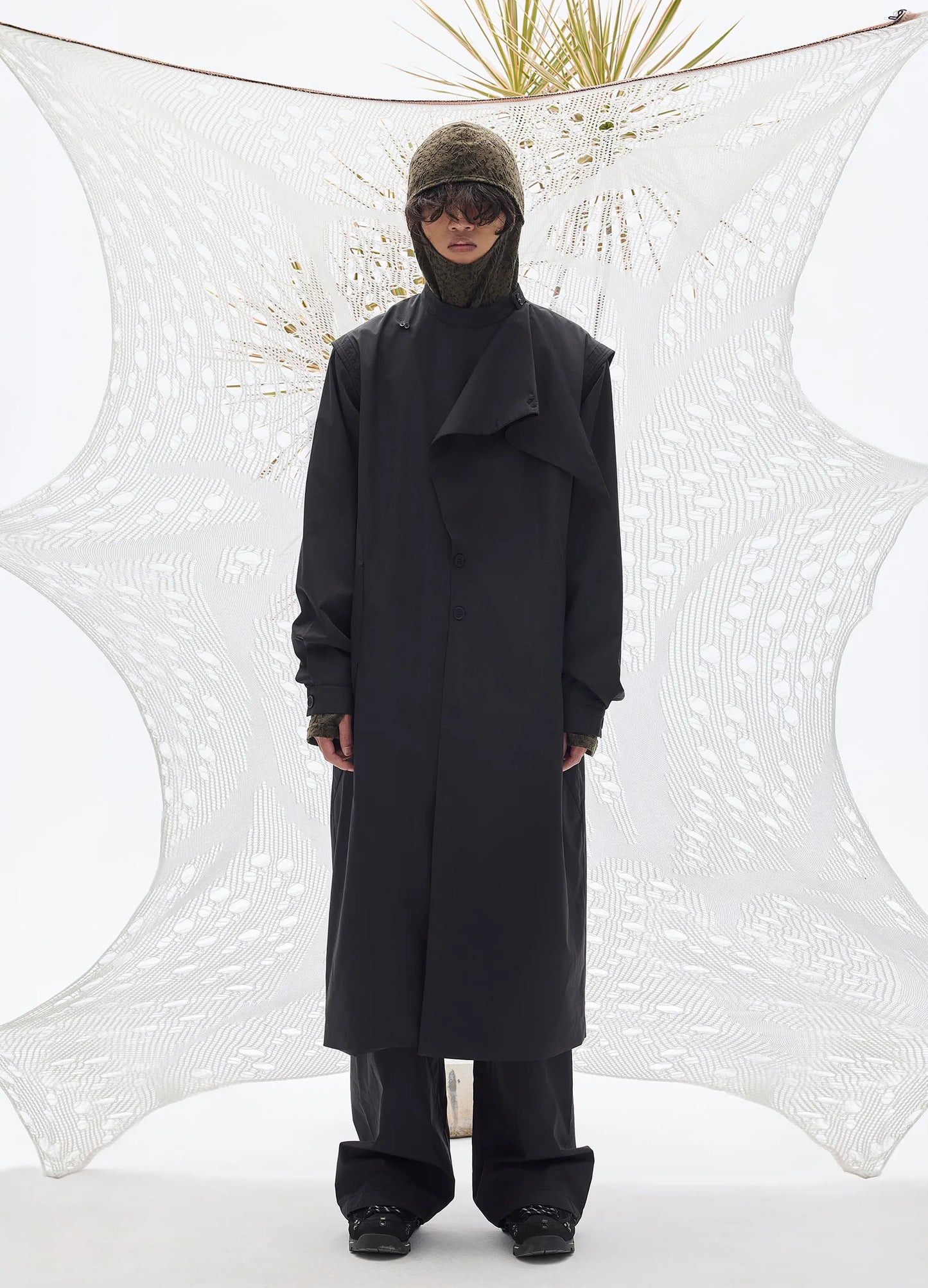 Wave Lapel Trench Coat