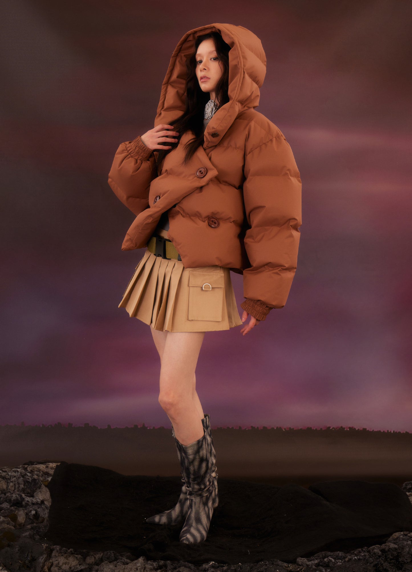 Cropped Oval Down Jacket