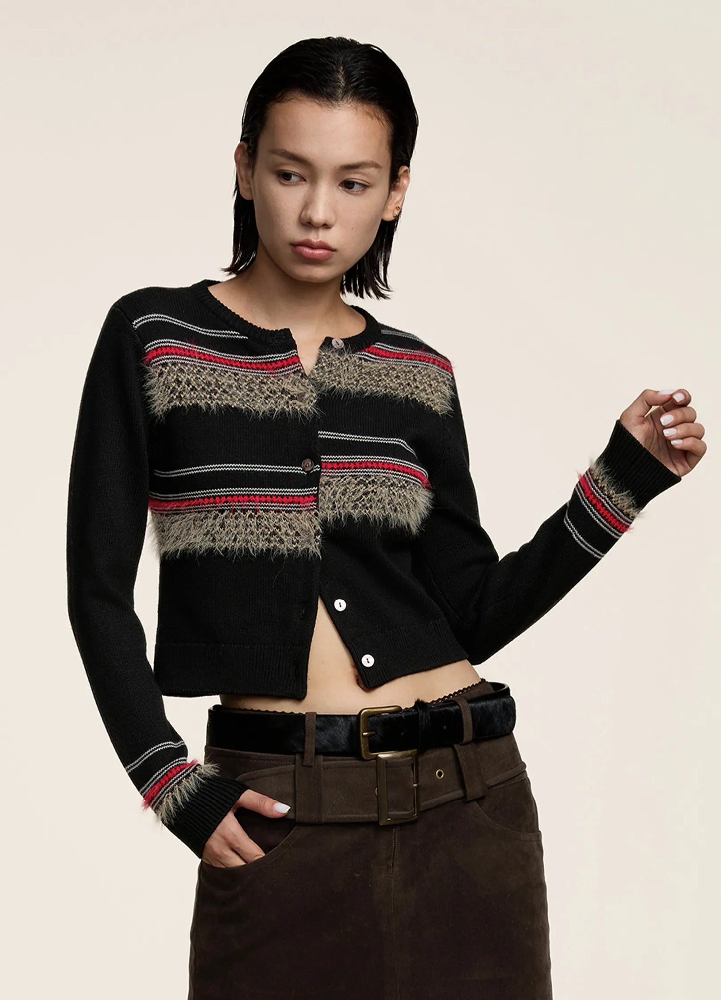 Contrast Ribbed Cardigan