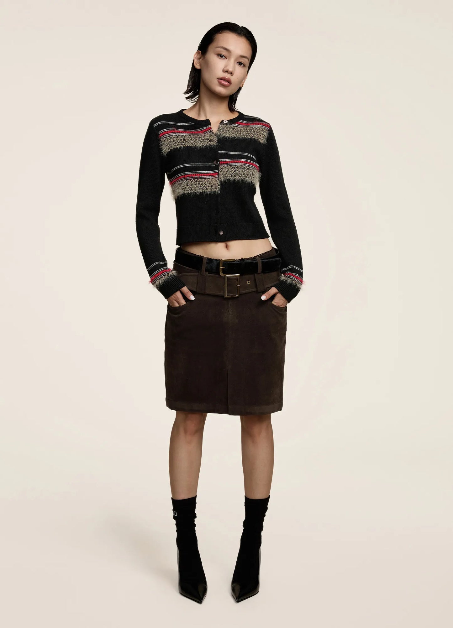 Contrast Ribbed Cardigan