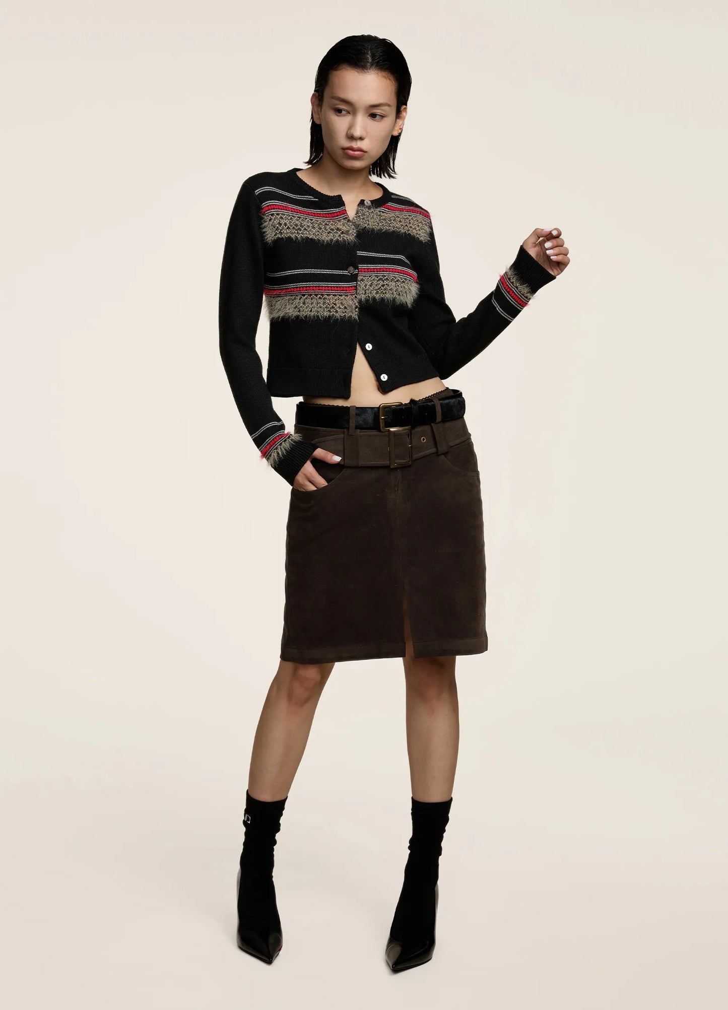 Contrast Ribbed Cardigan