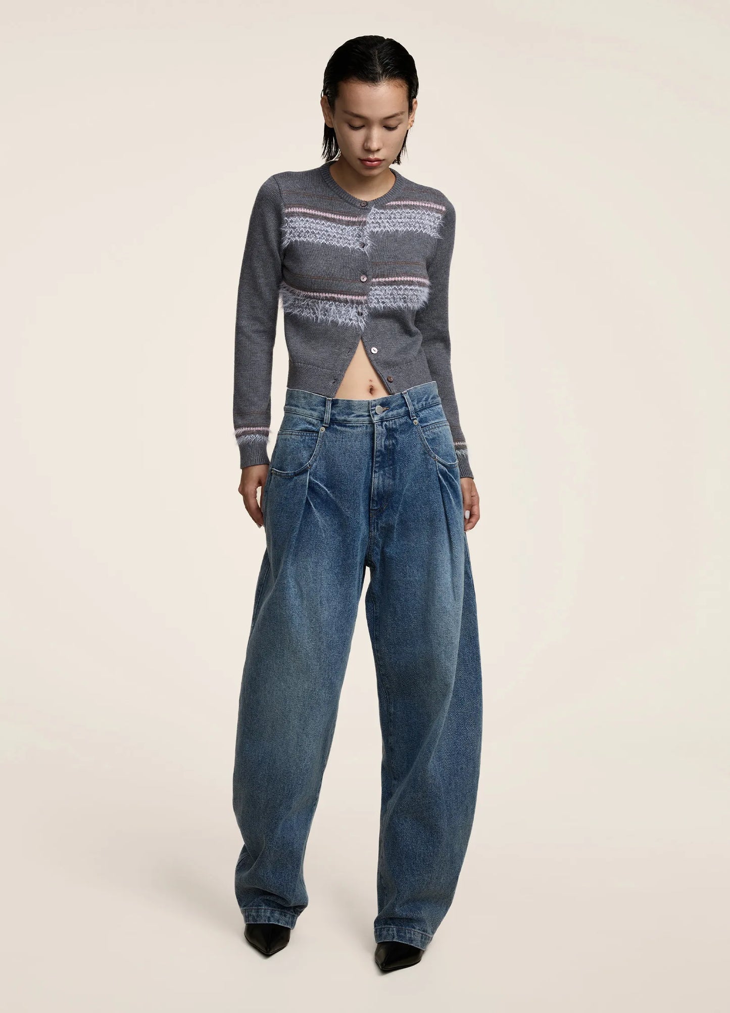 Contrast Ribbed Cardigan