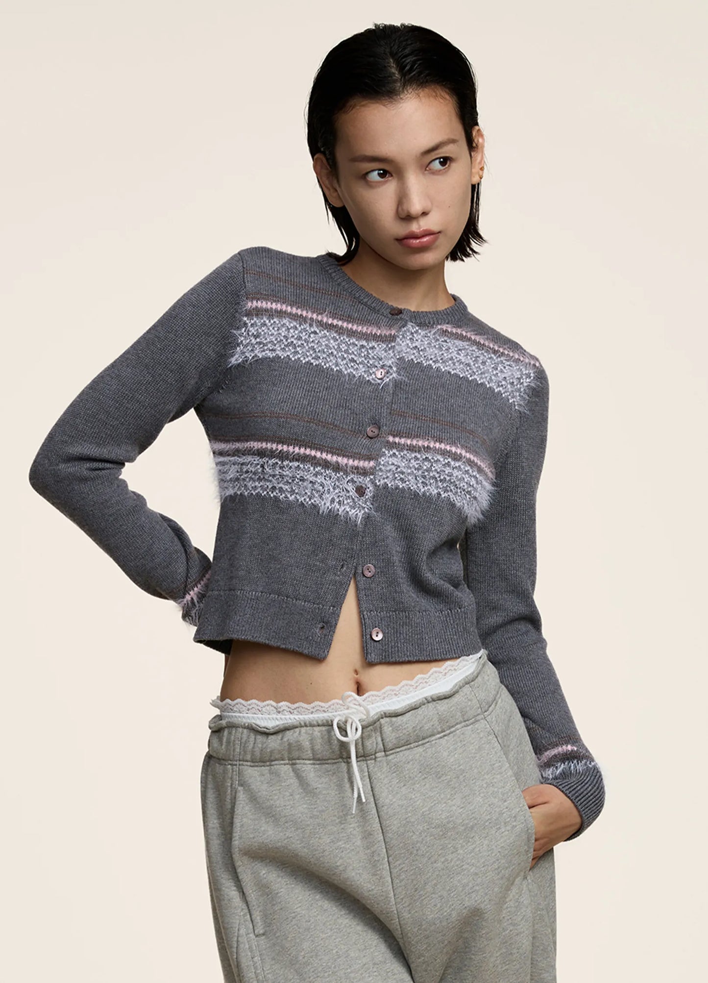 Contrast Ribbed Cardigan