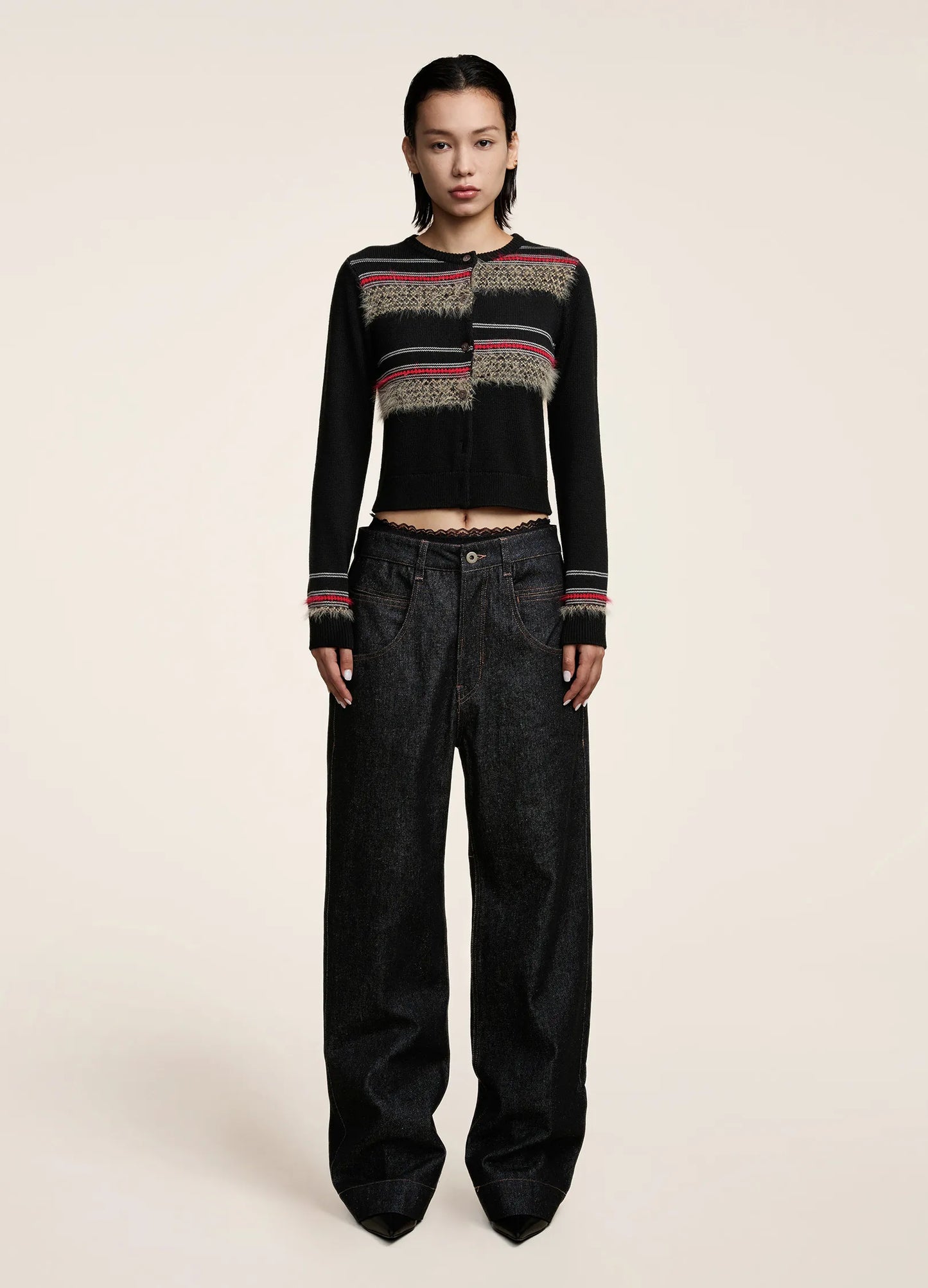 Contrast Ribbed Cardigan
