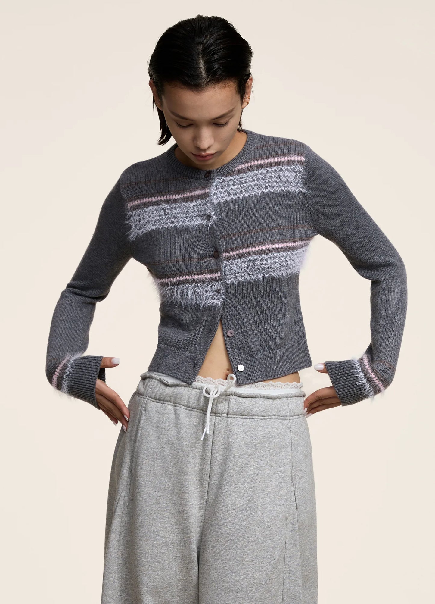 Contrast Ribbed Cardigan