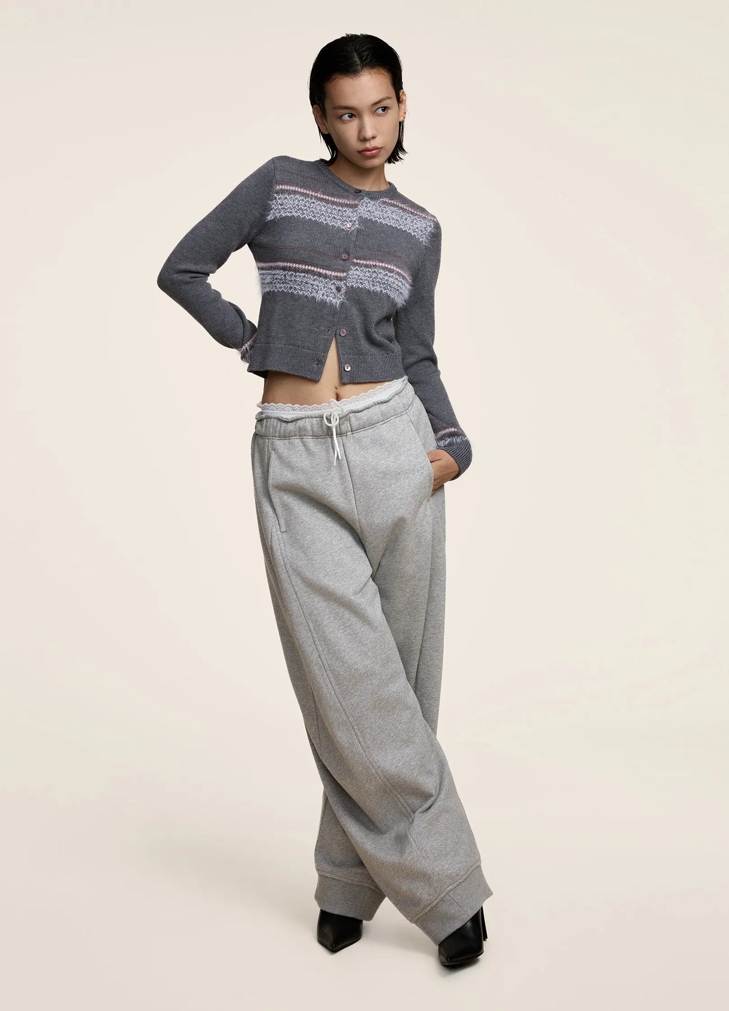 Contrast Ribbed Cardigan