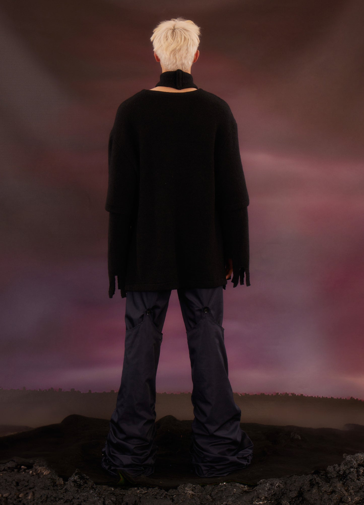 Distressed Scarf Sweater