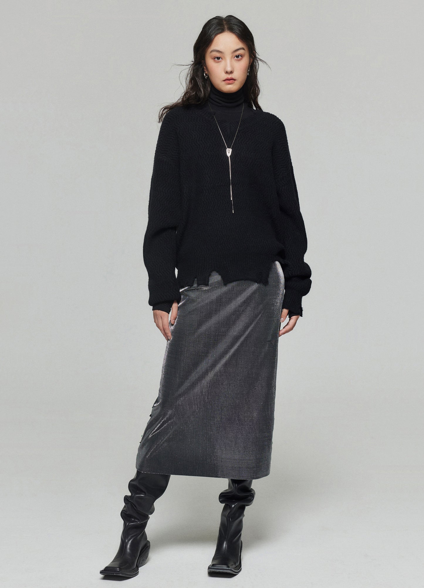 Distressed Wool V Sweater