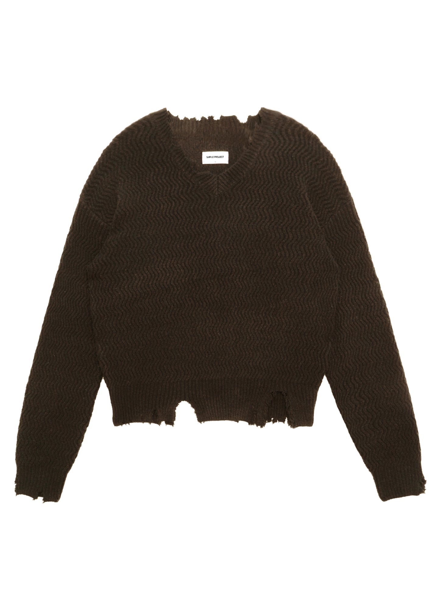 Distressed Wool V Sweater