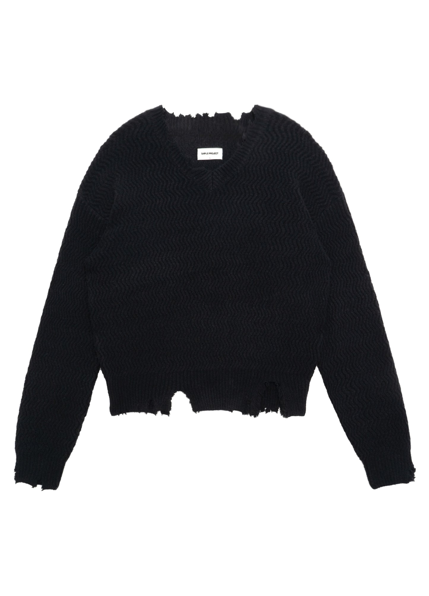 Distressed Wool V Sweater