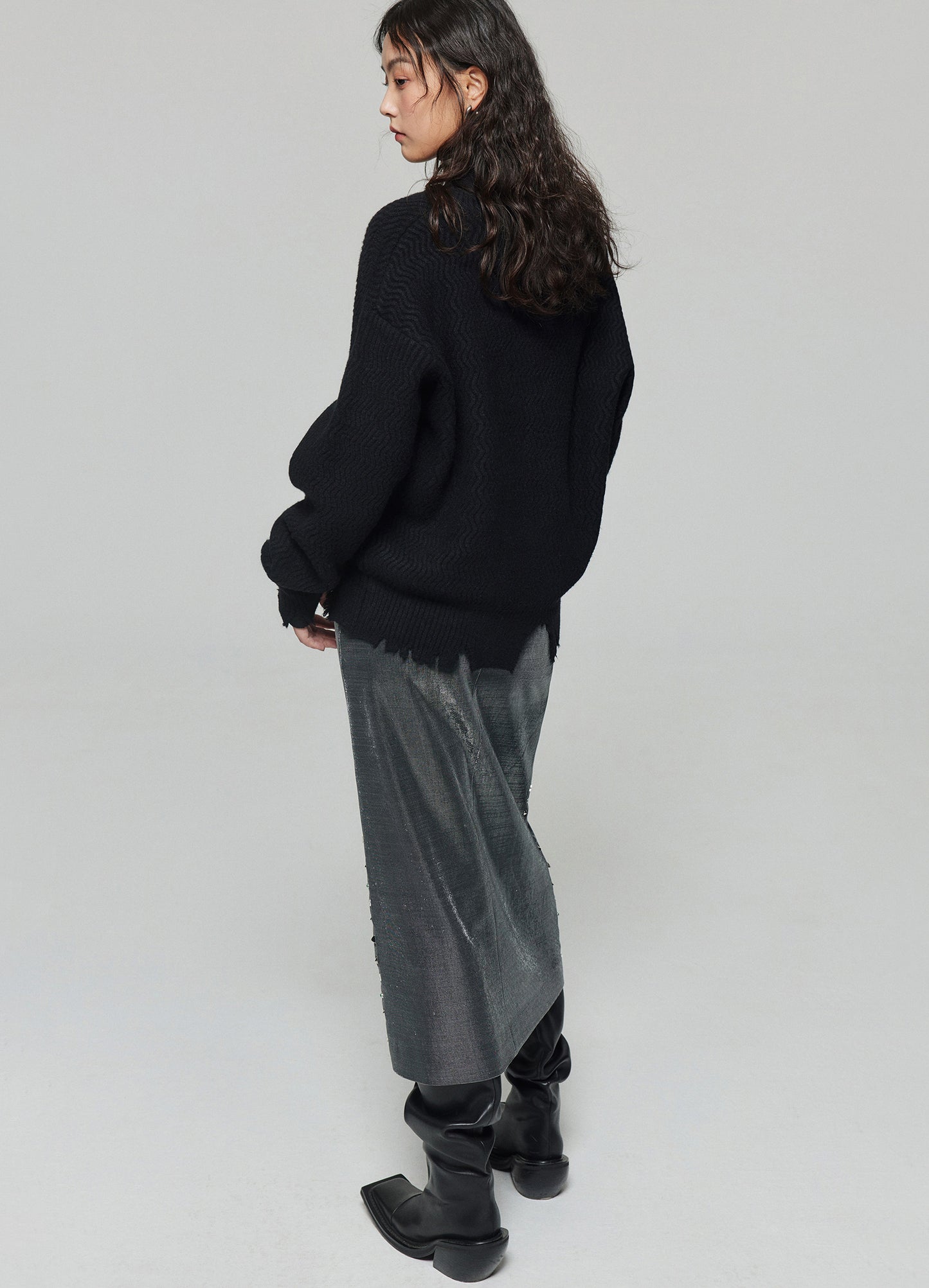 Distressed Wool V Sweater