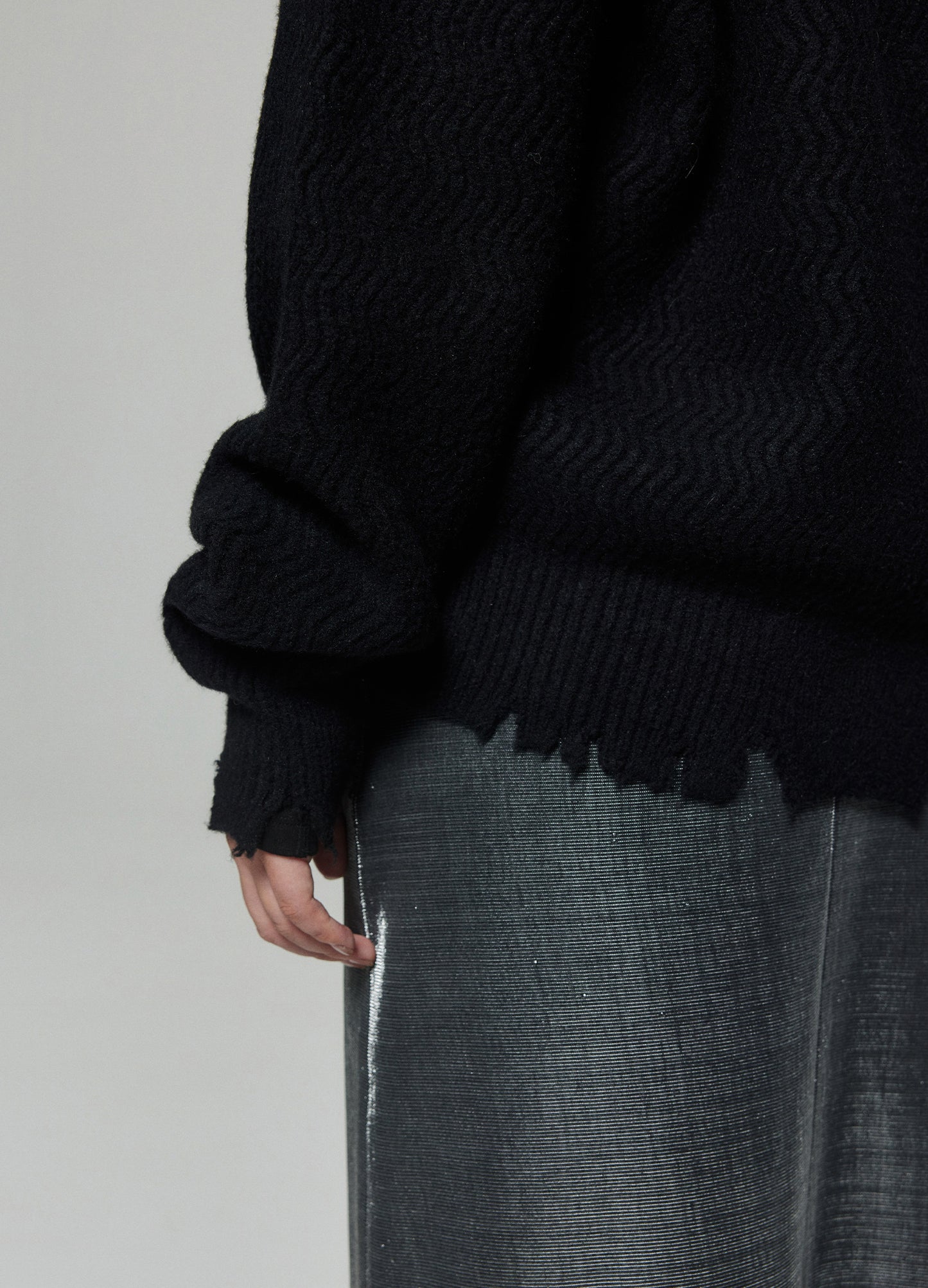 Distressed Wool V Sweater