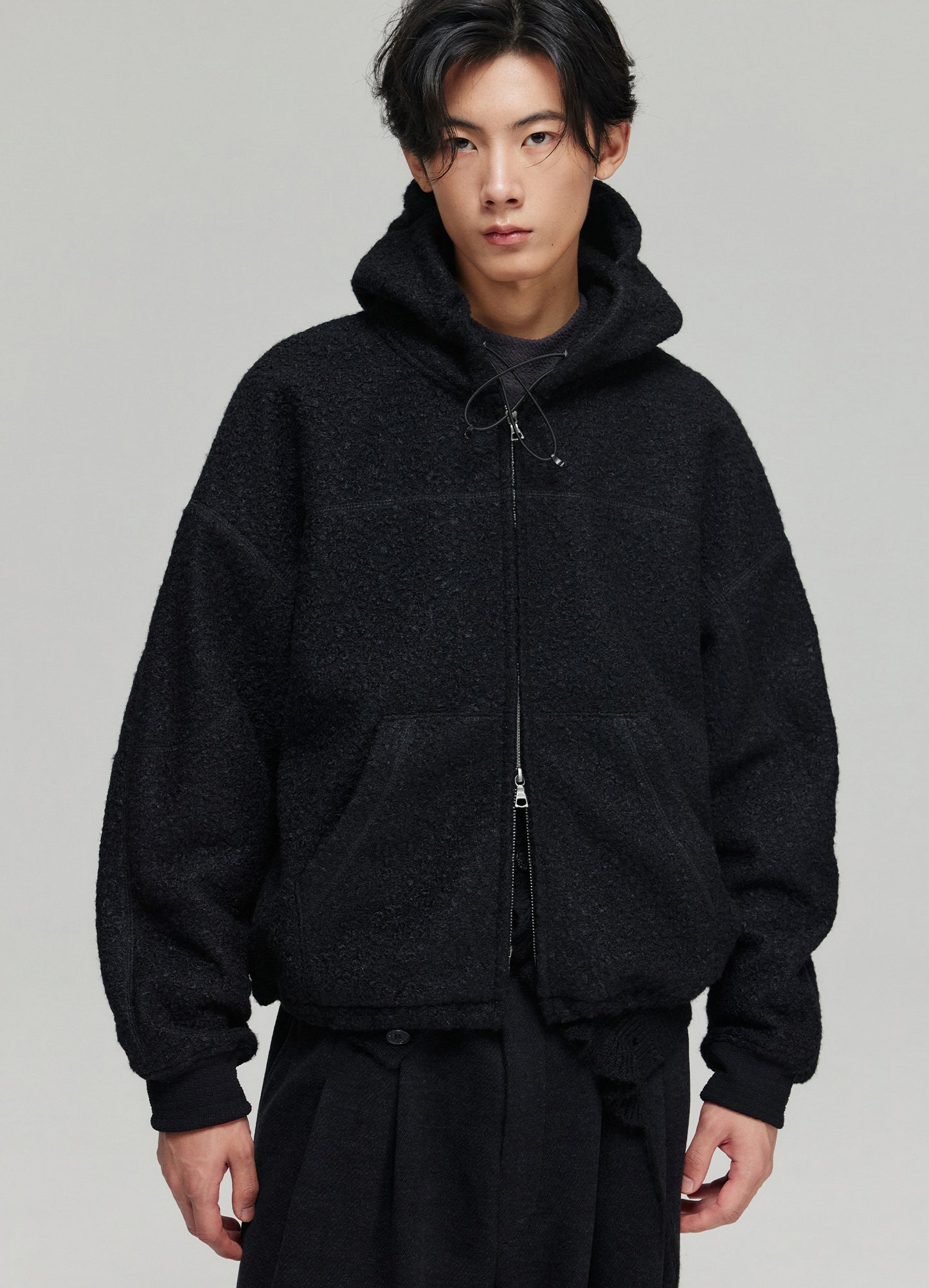 Double Zip Fleece Hooded Jacket