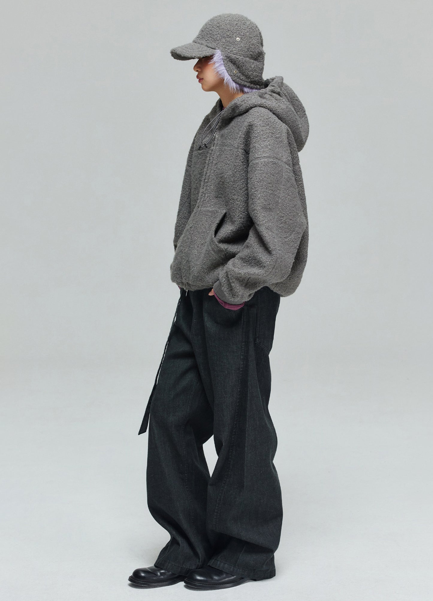 Double Zip Fleece Hooded Jacket