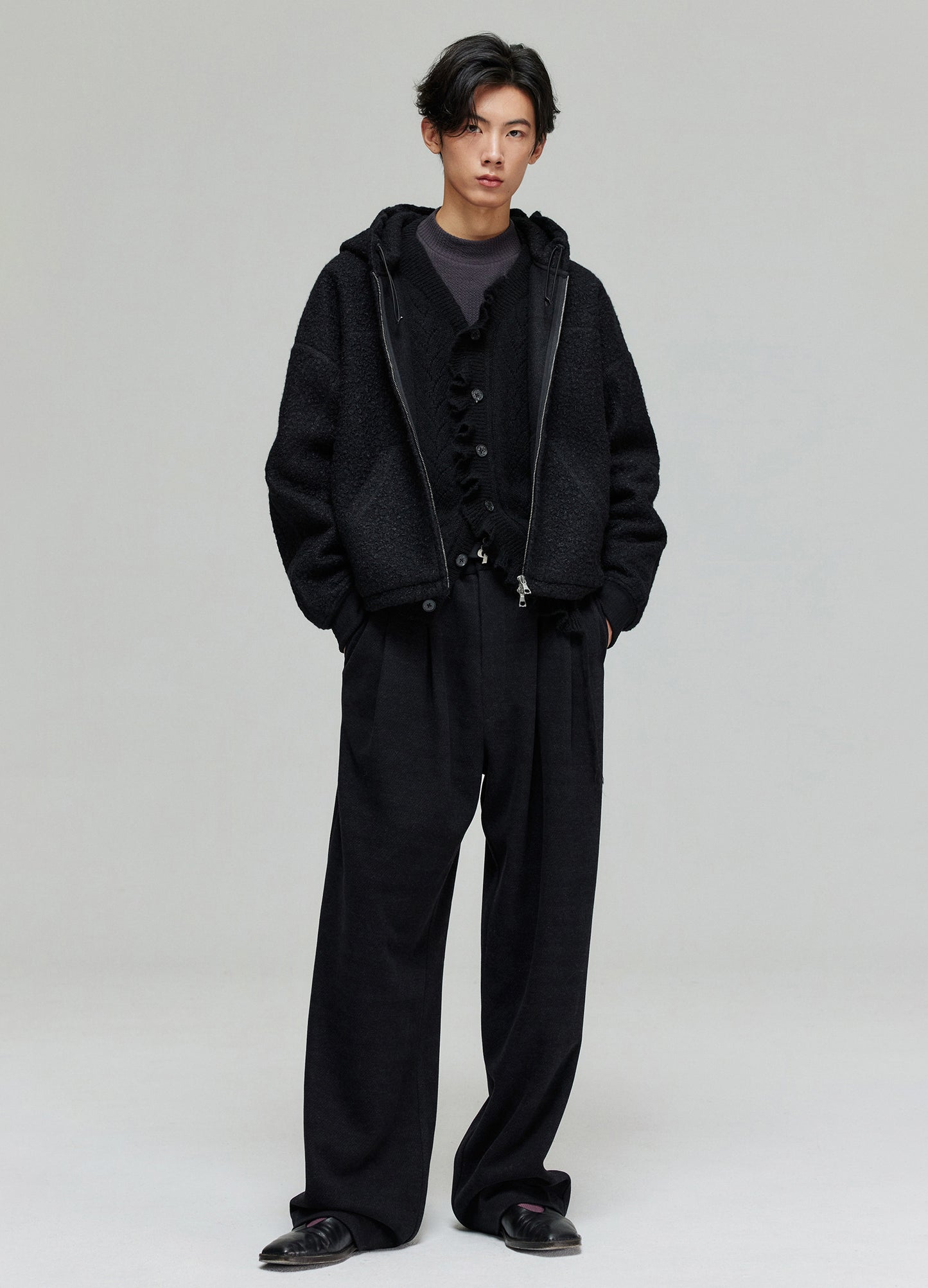 Double Zip Fleece Hooded Jacket