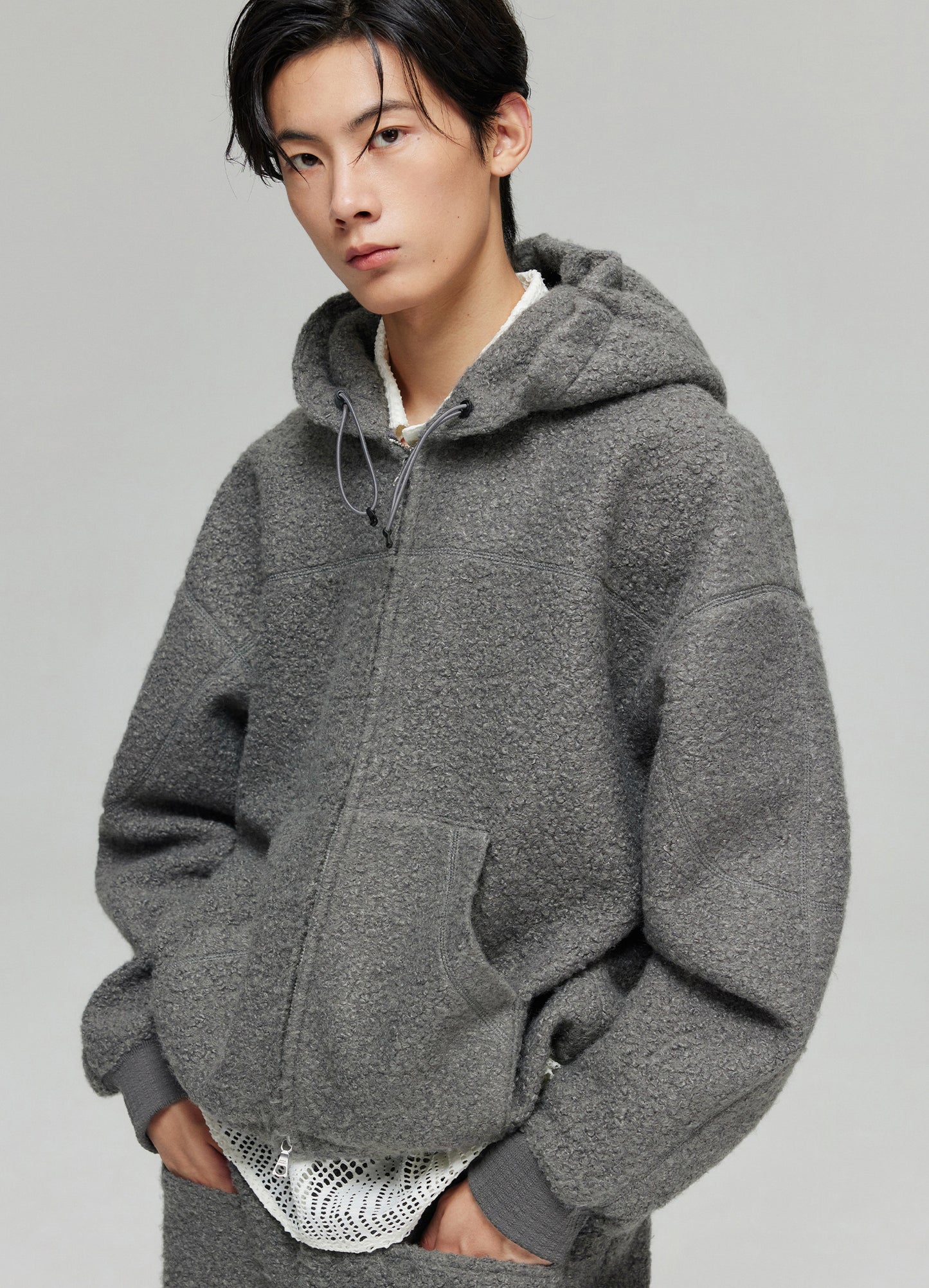 Double Zip Fleece Hooded Jacket
