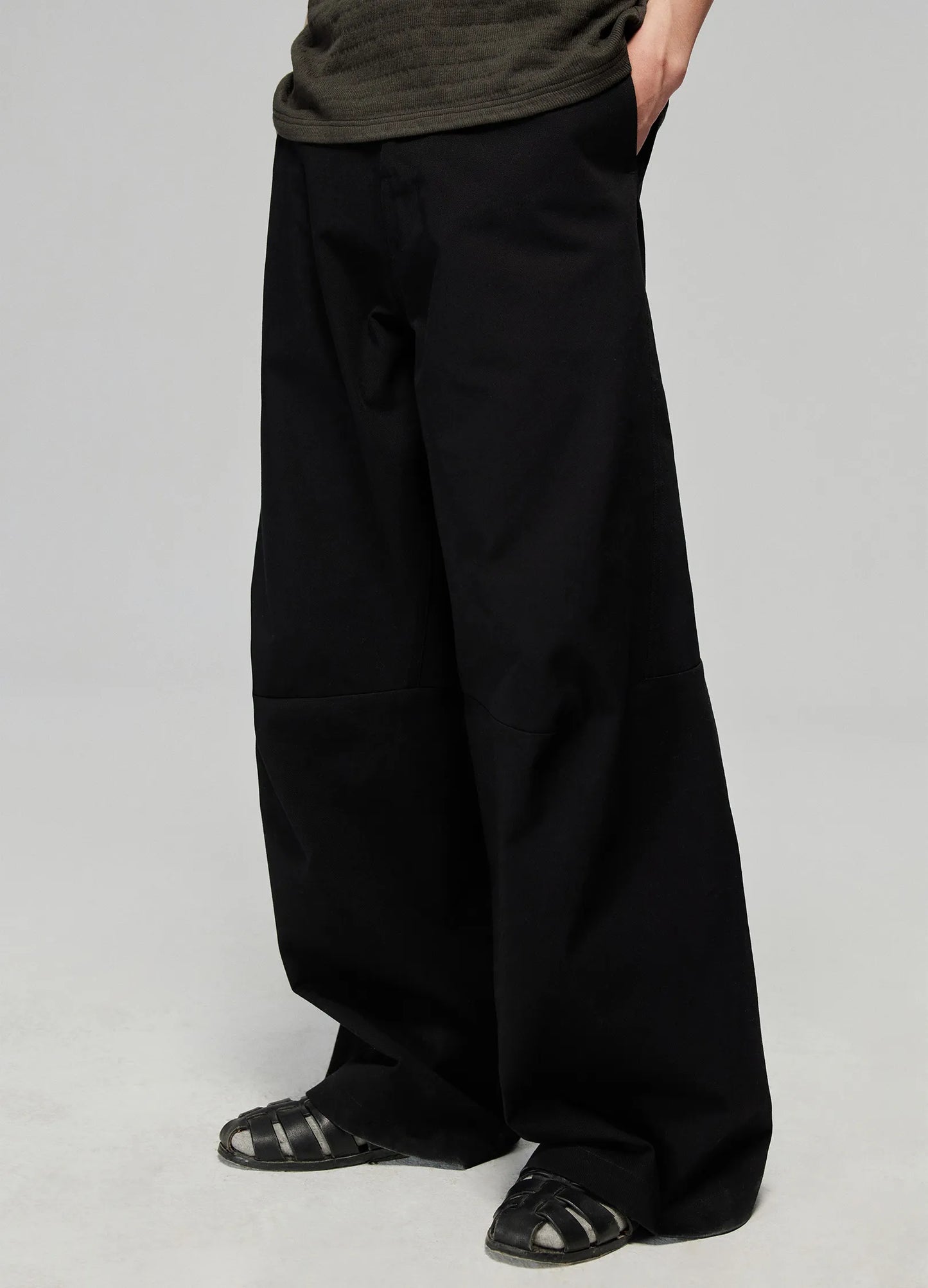 Darted Wide Cotton Trousers