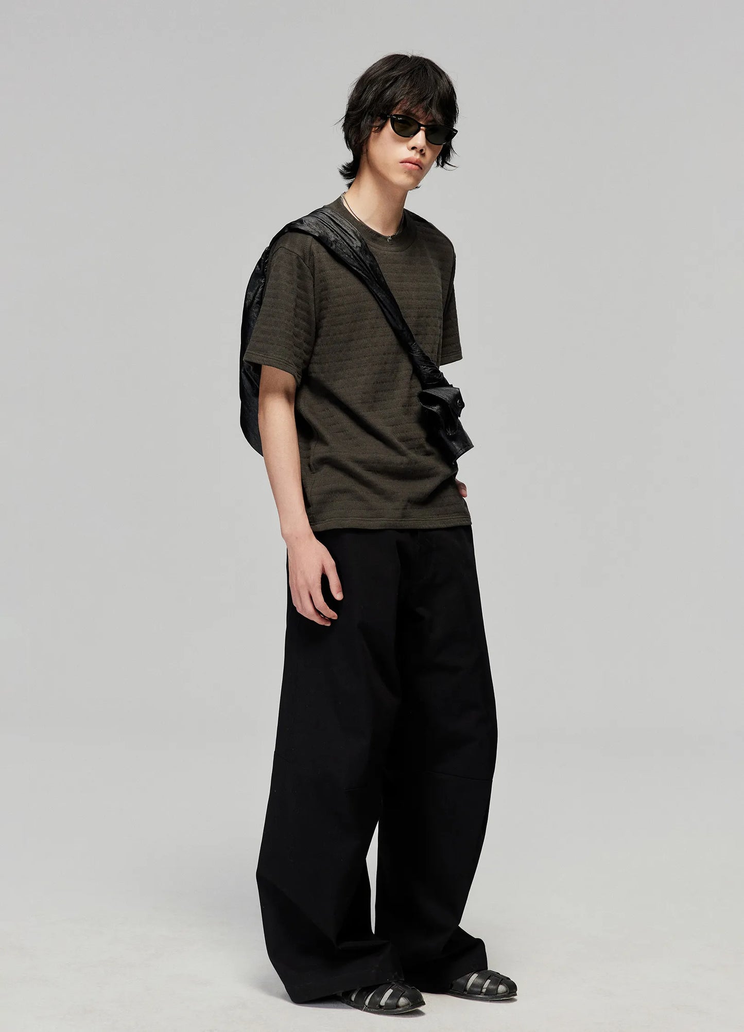 Darted Wide Cotton Trousers