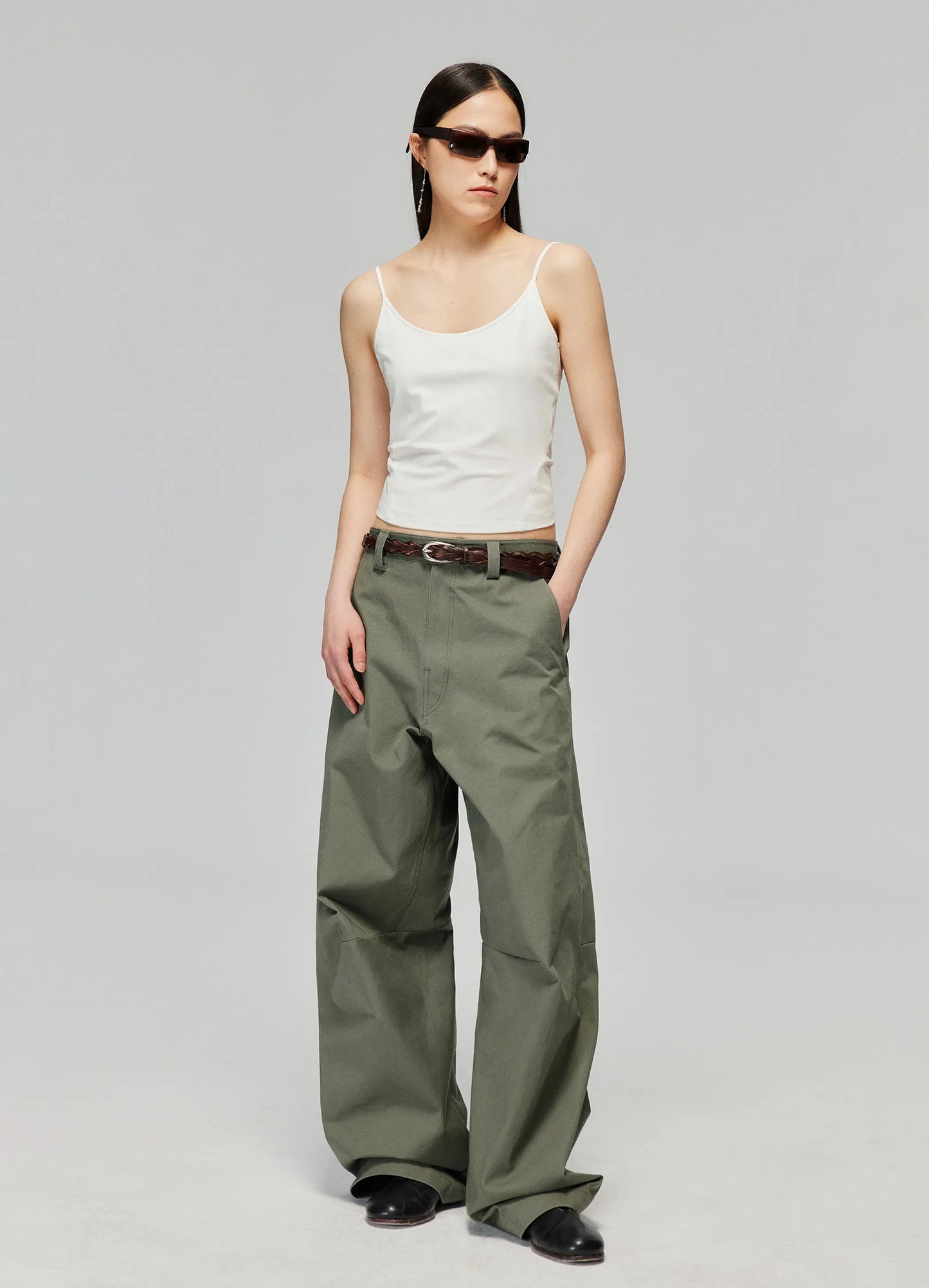 Darted Wide Cotton Trousers
