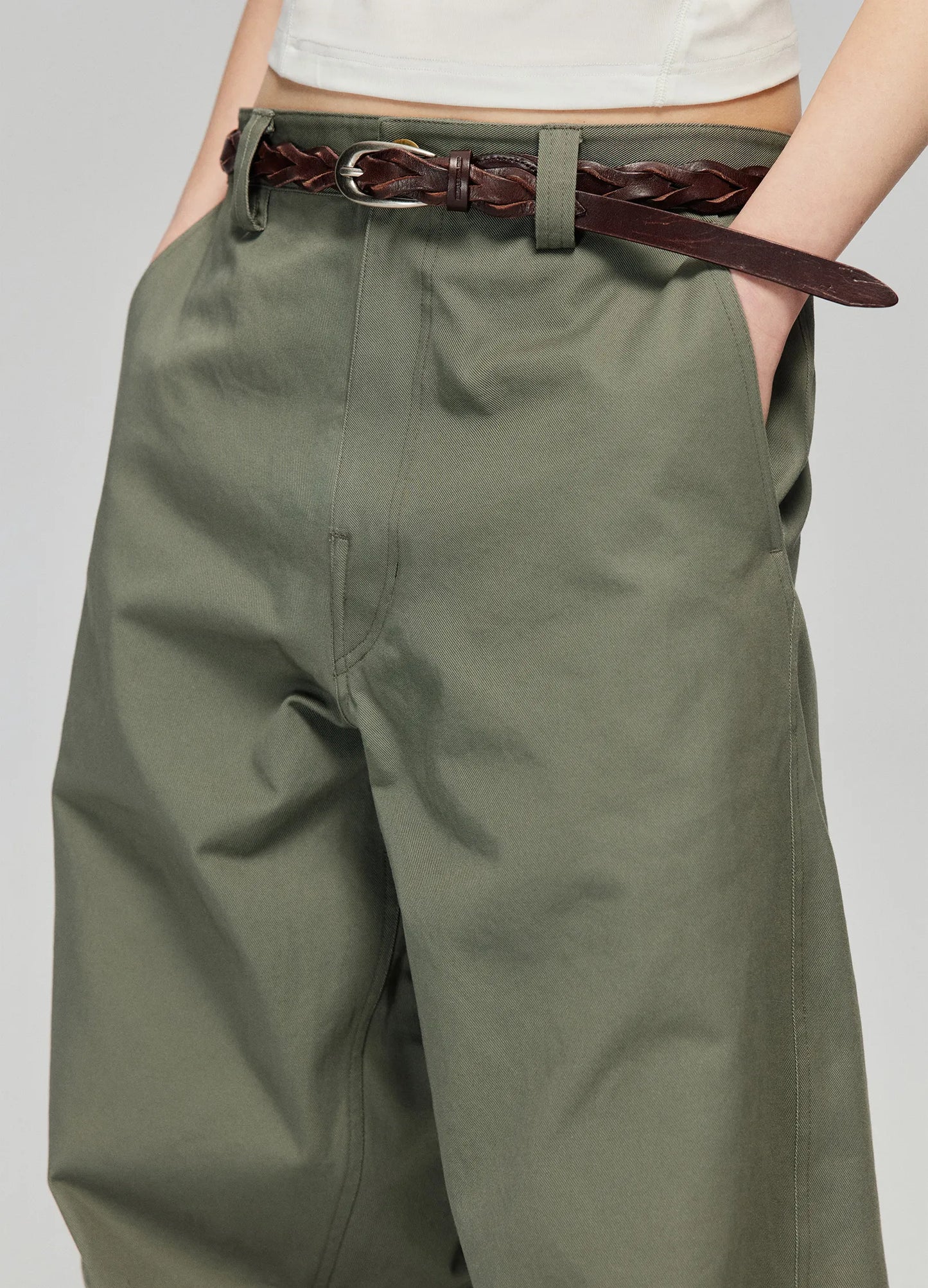 Darted Wide Cotton Trousers
