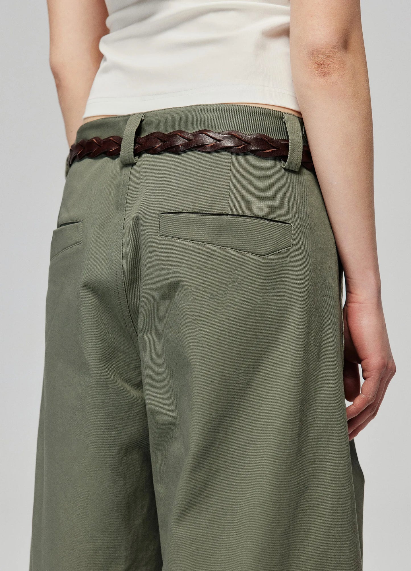 Darted Wide Cotton Trousers