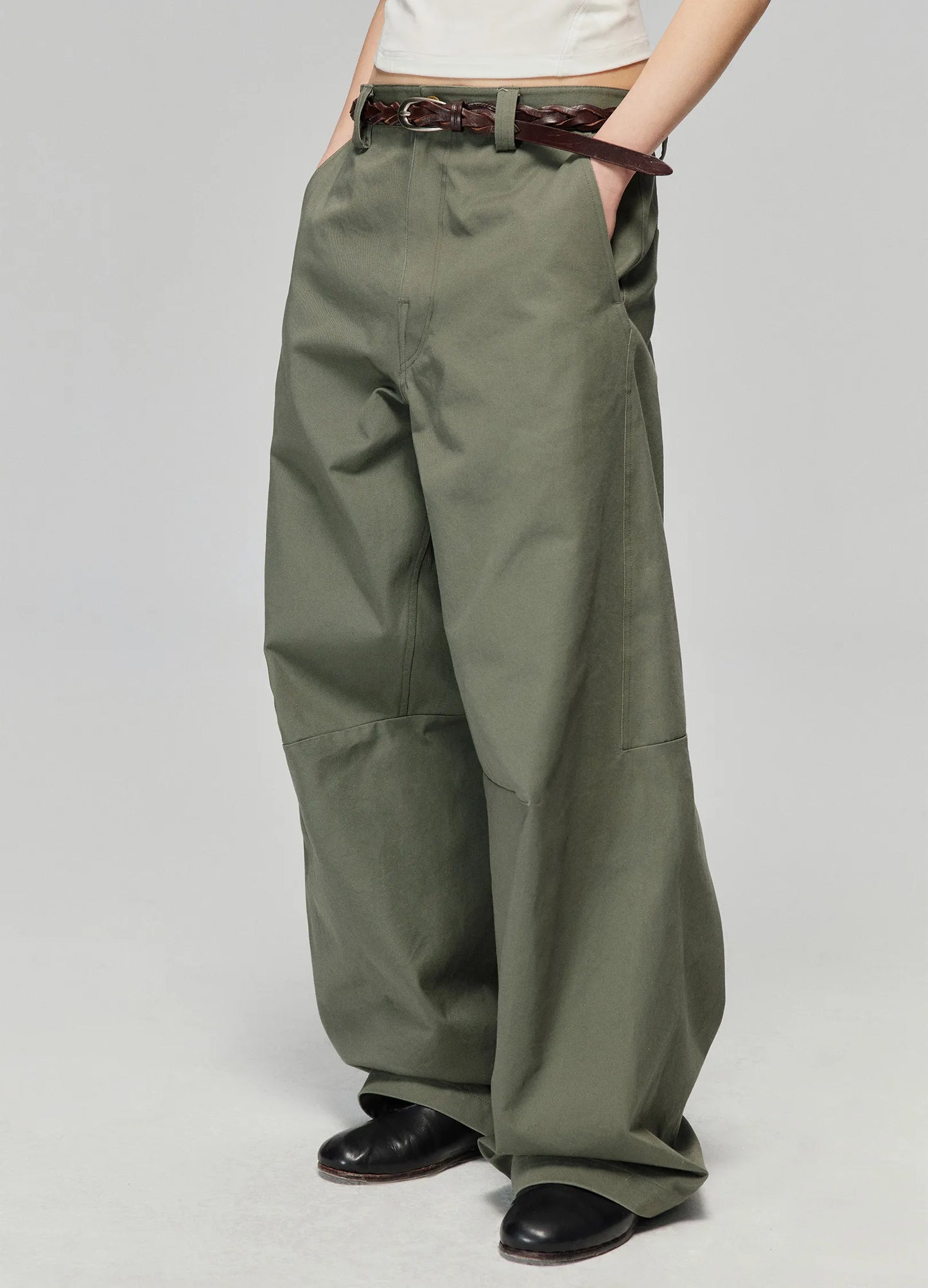 Darted Wide Cotton Trousers