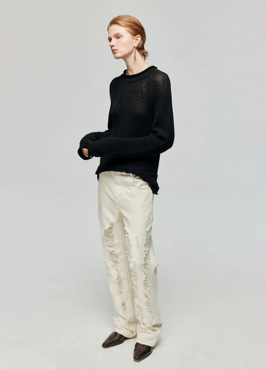 Distressed Straight Denim