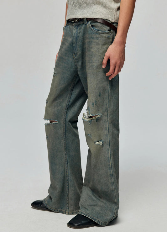 Distressed Wide Flares