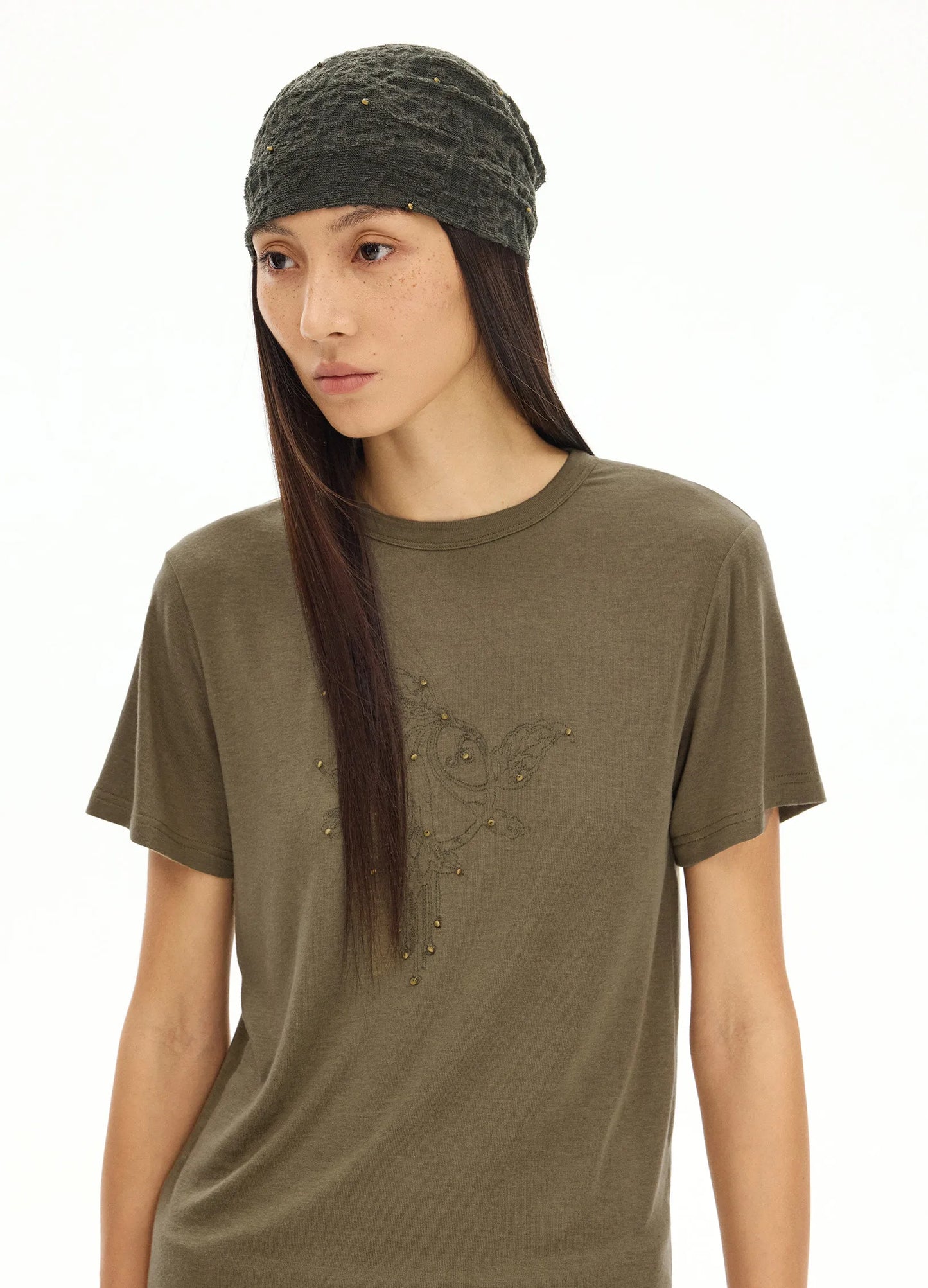 Hand-Studded Knit Bandana