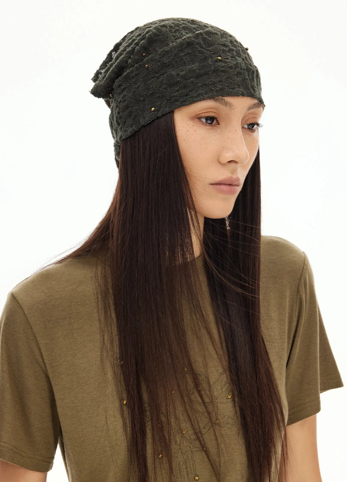 Hand-Studded Knit Bandana