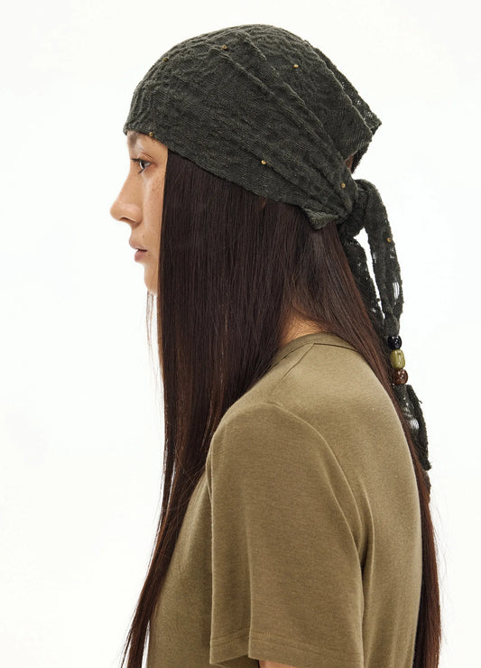 Hand-Studded Knit Bandana