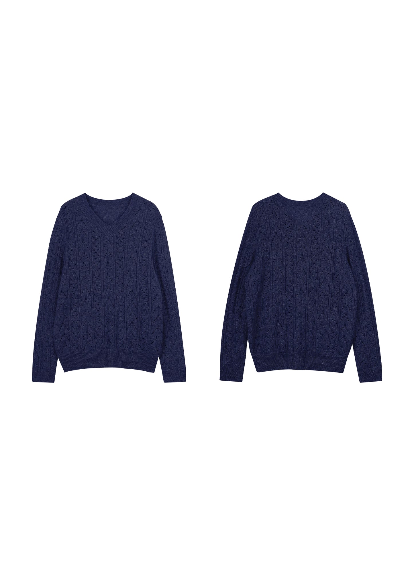 Hollow Knit V Sweater