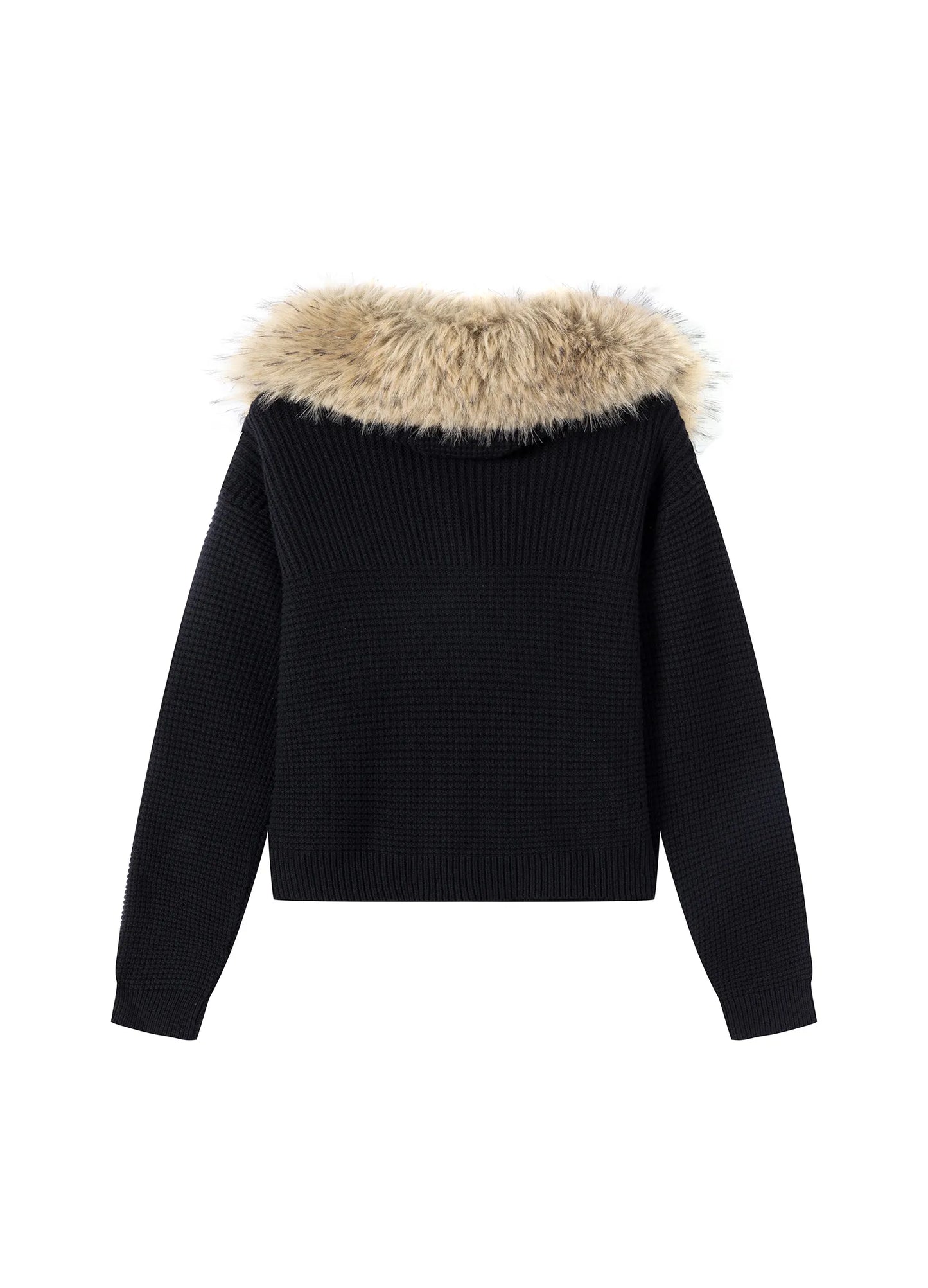 Hooded Fur Knit Coat