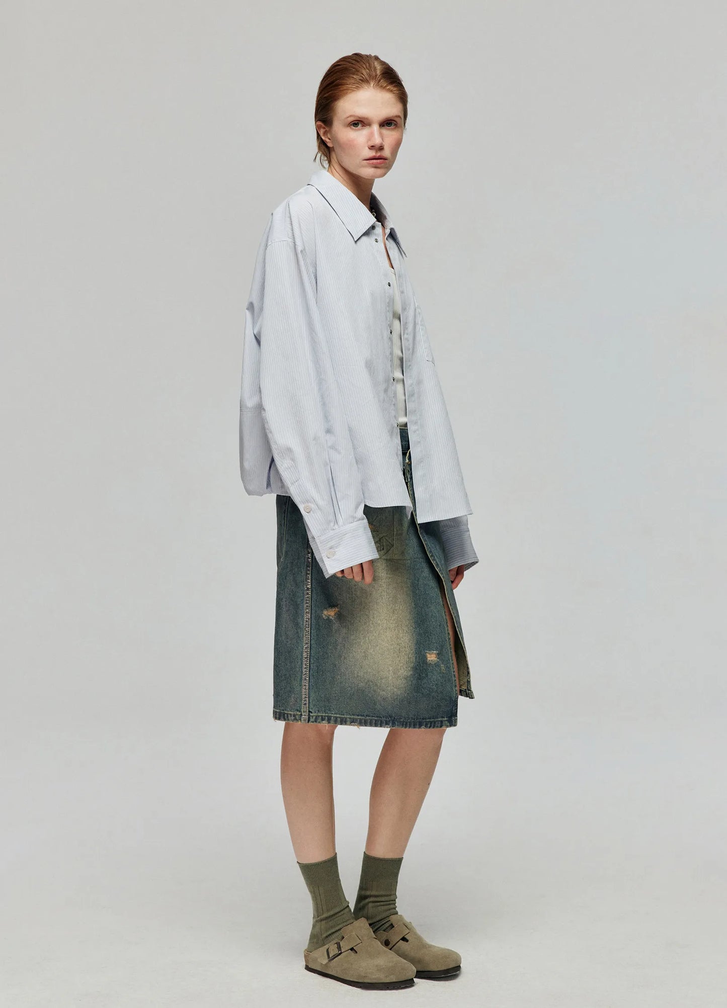 Pinstripe Boxy Shirt