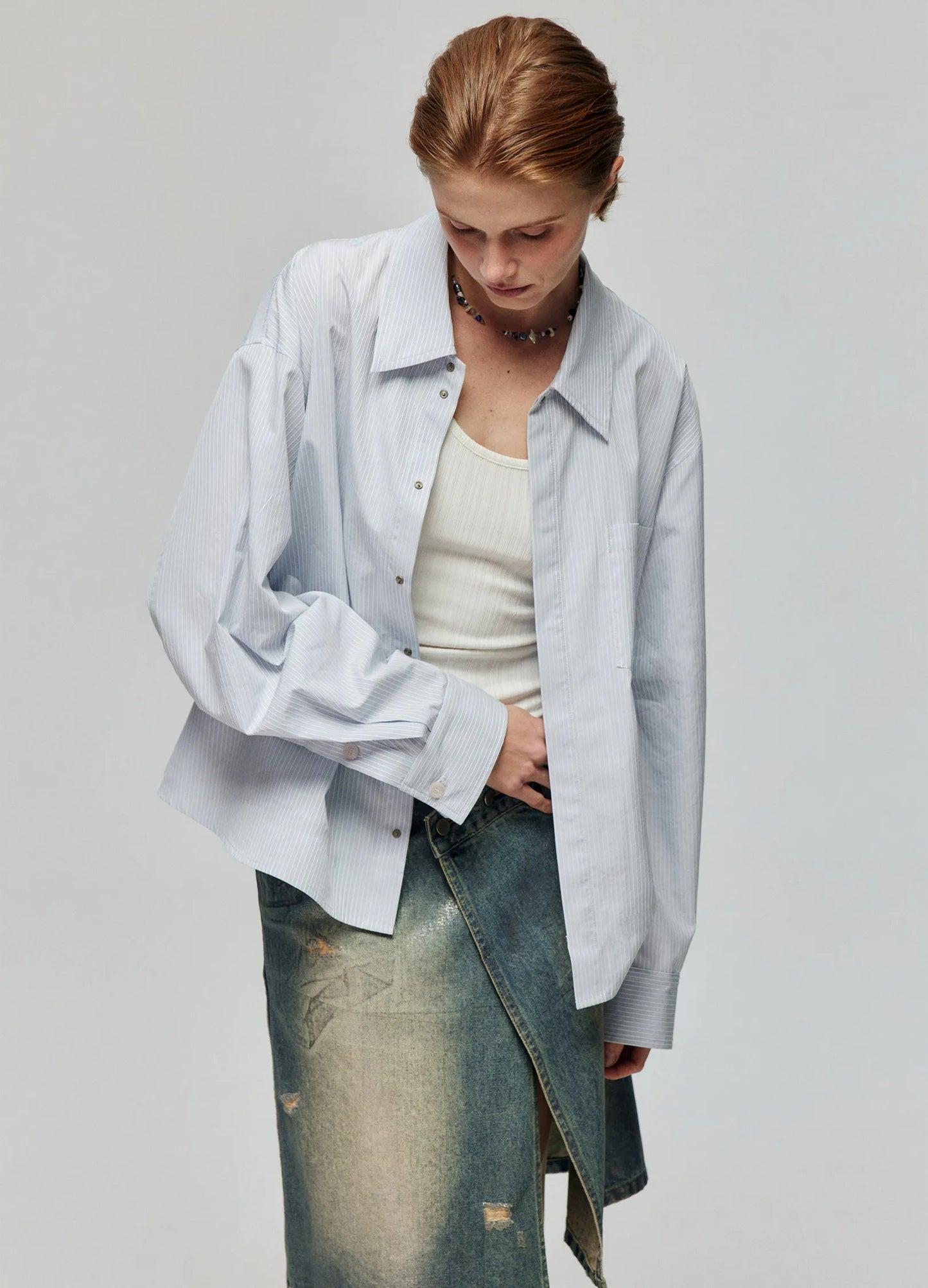 Pinstripe Boxy Shirt