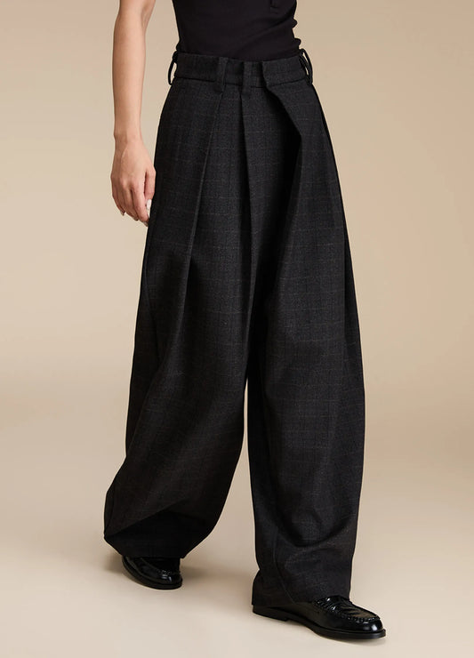 Plaid Wide Suit Trousers