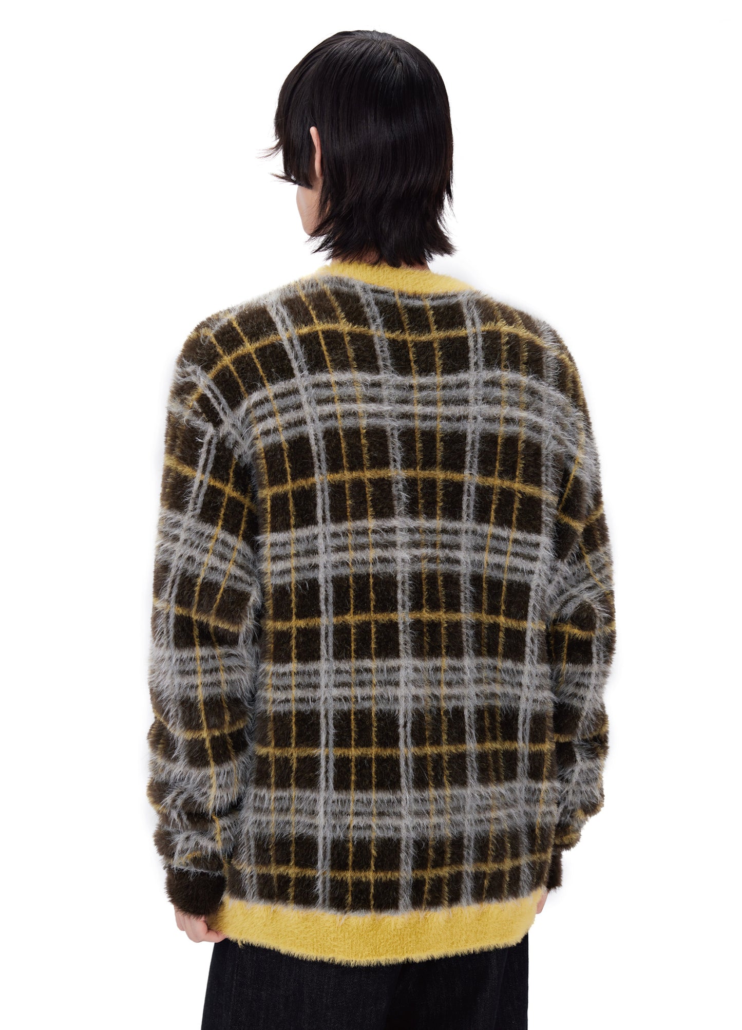 Plaid Knitted Cardigan