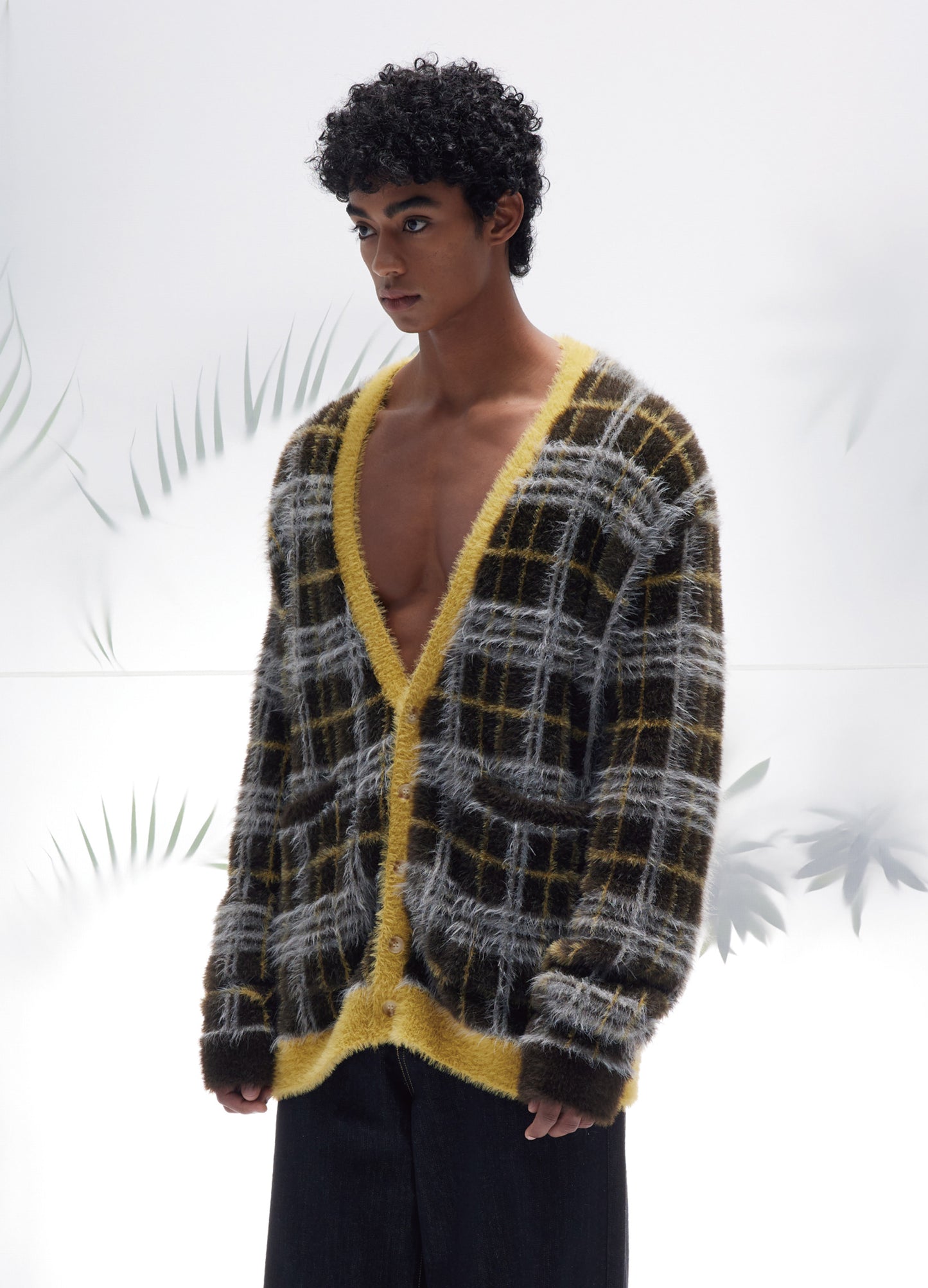 Plaid Knitted Cardigan