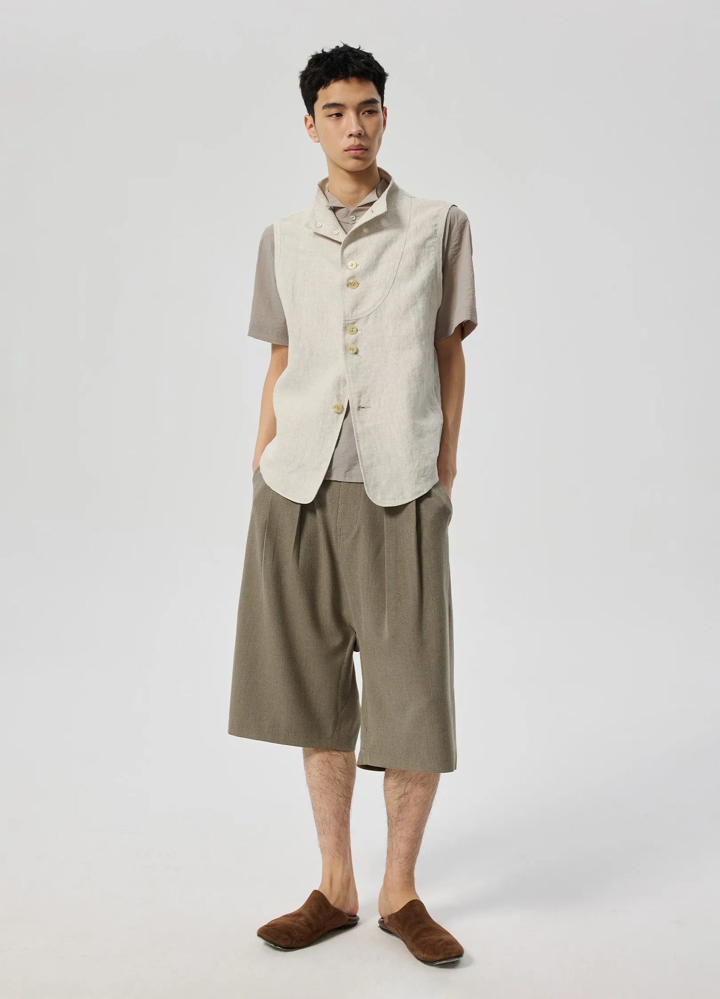 Pleated Drop Shorts