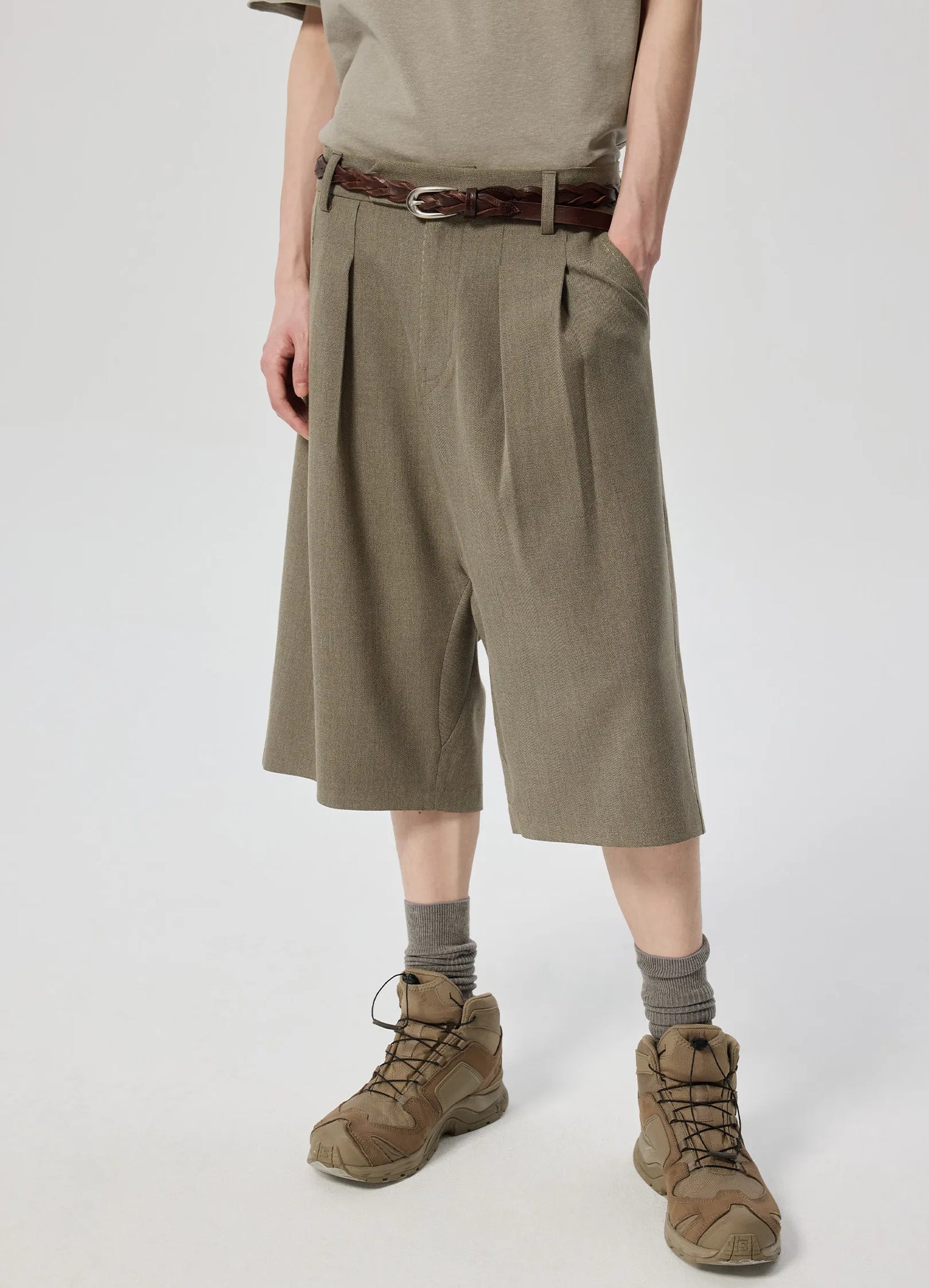 Pleated Drop Shorts