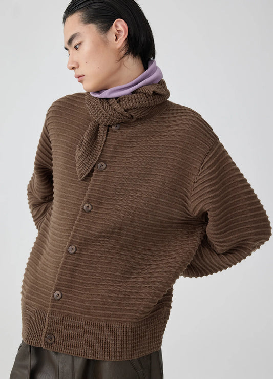 Pleated Knit Cardigan