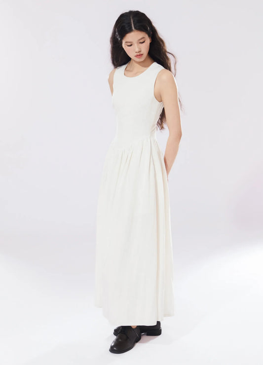 Pleated Linen Dress
