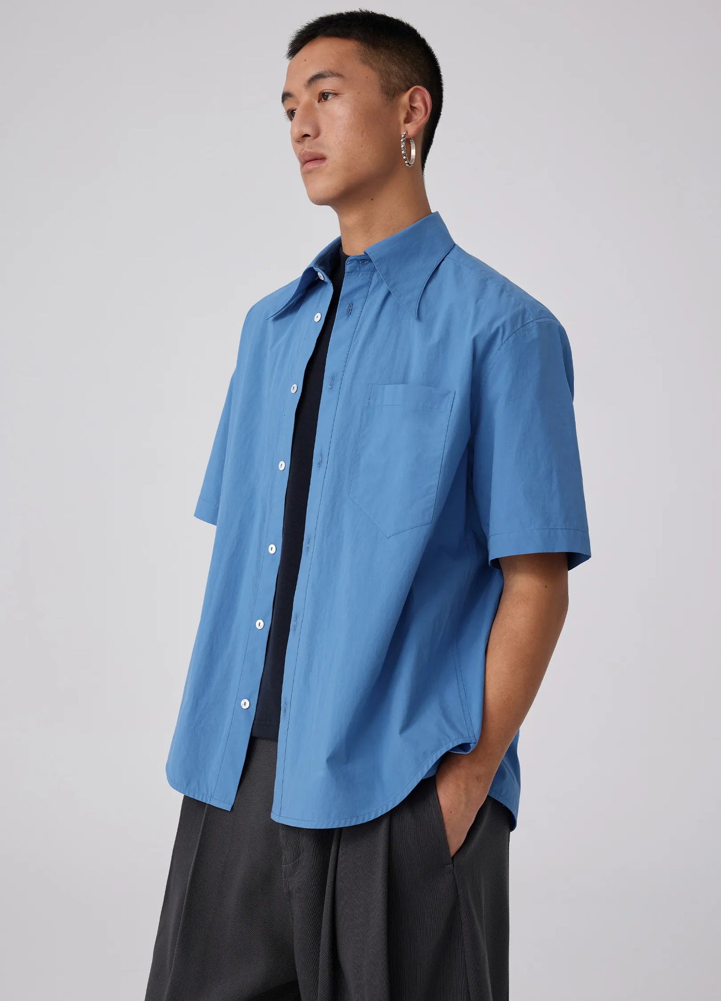 Pointed Collar SS Shirt