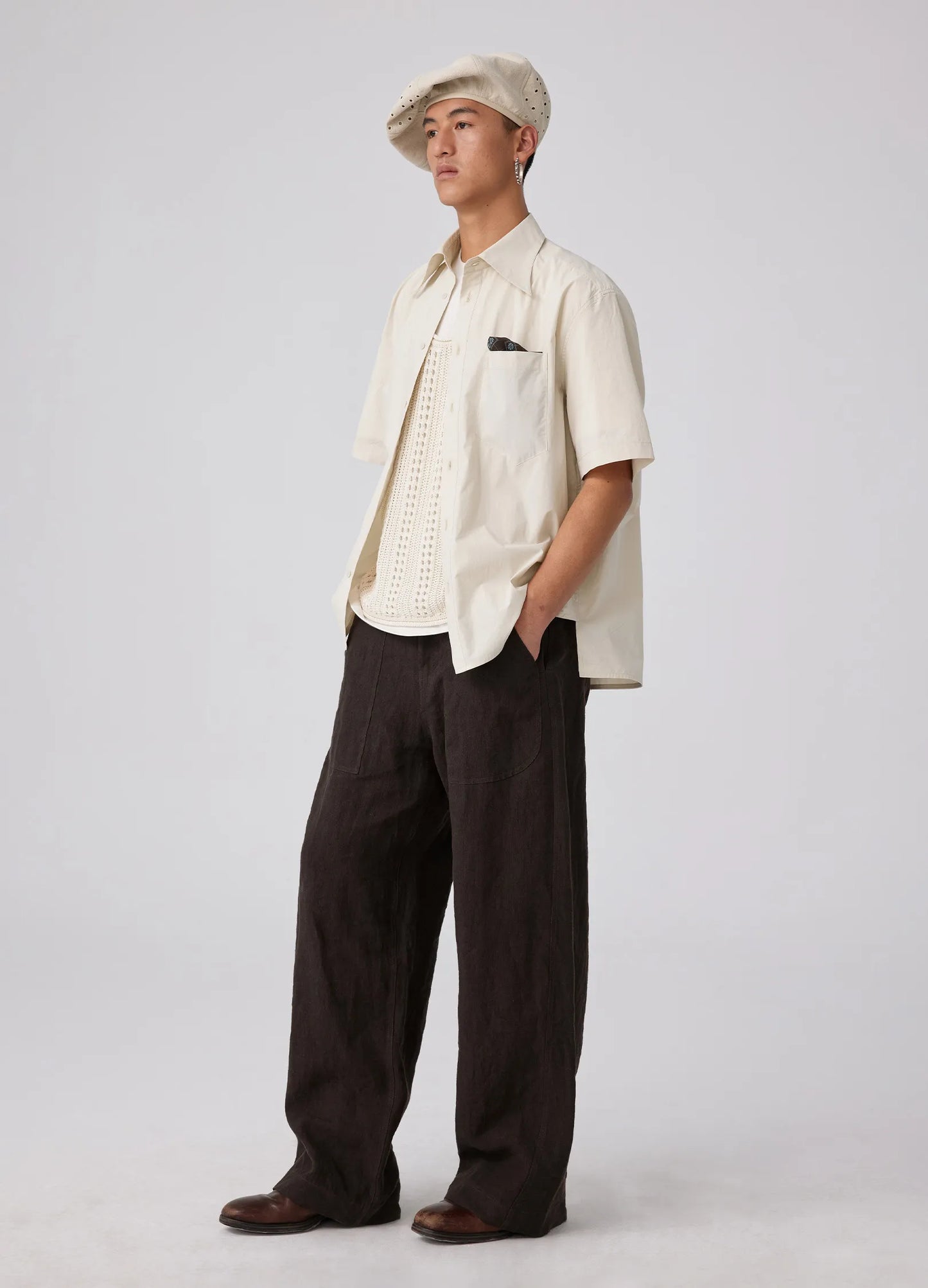 Pointed Collar SS Shirt