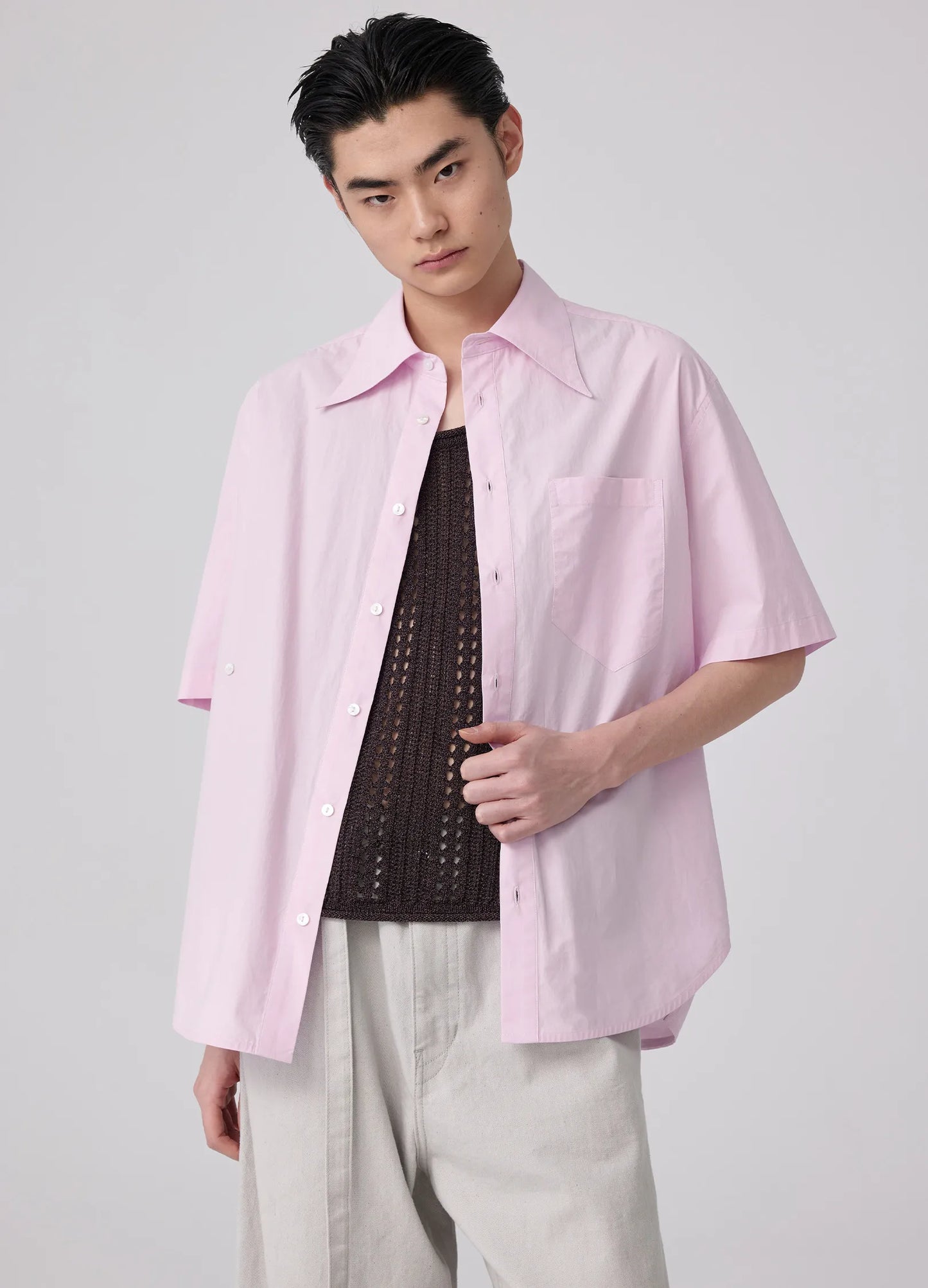 Pointed Collar SS Shirt