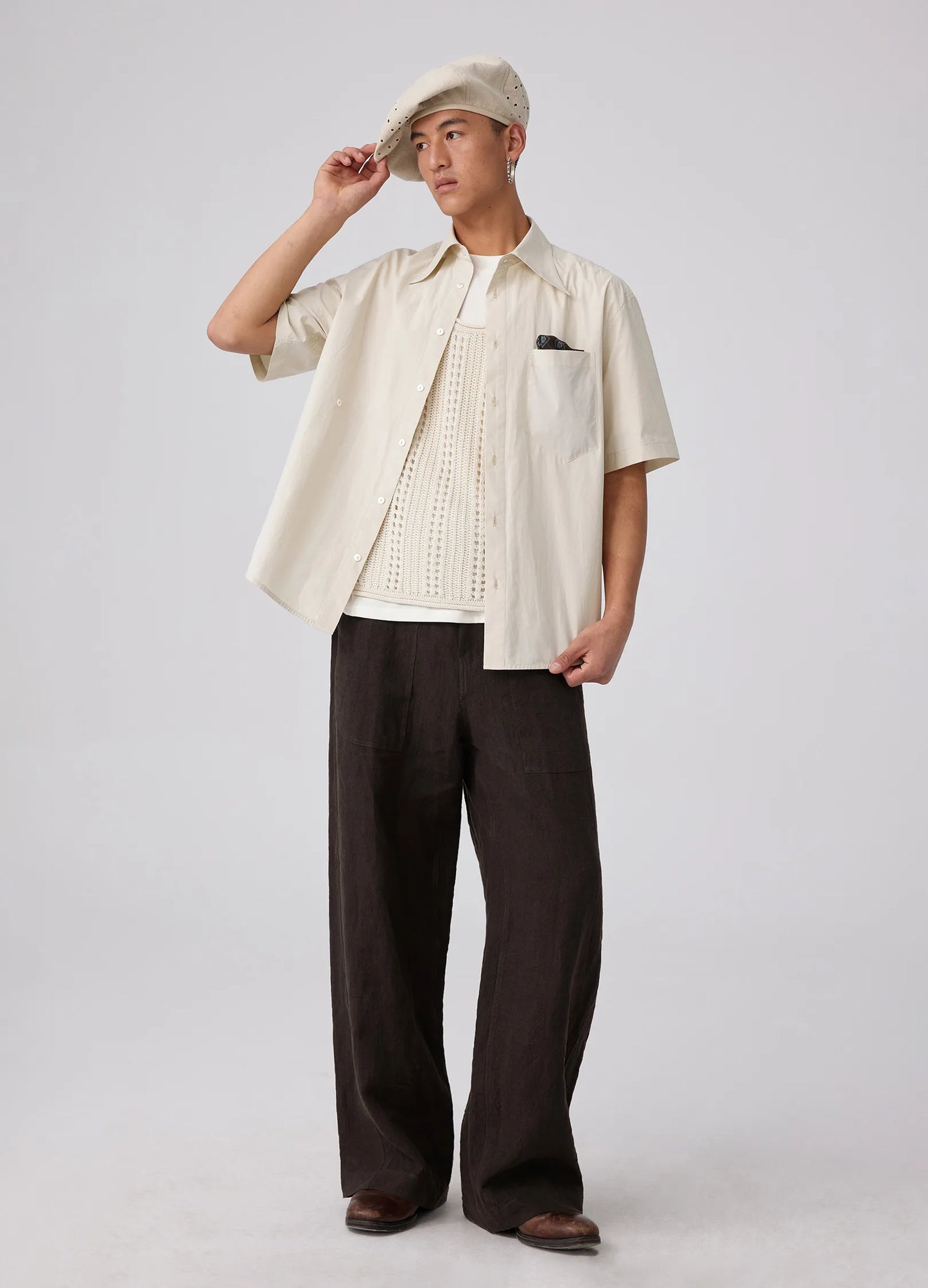 Pointed Collar SS Shirt