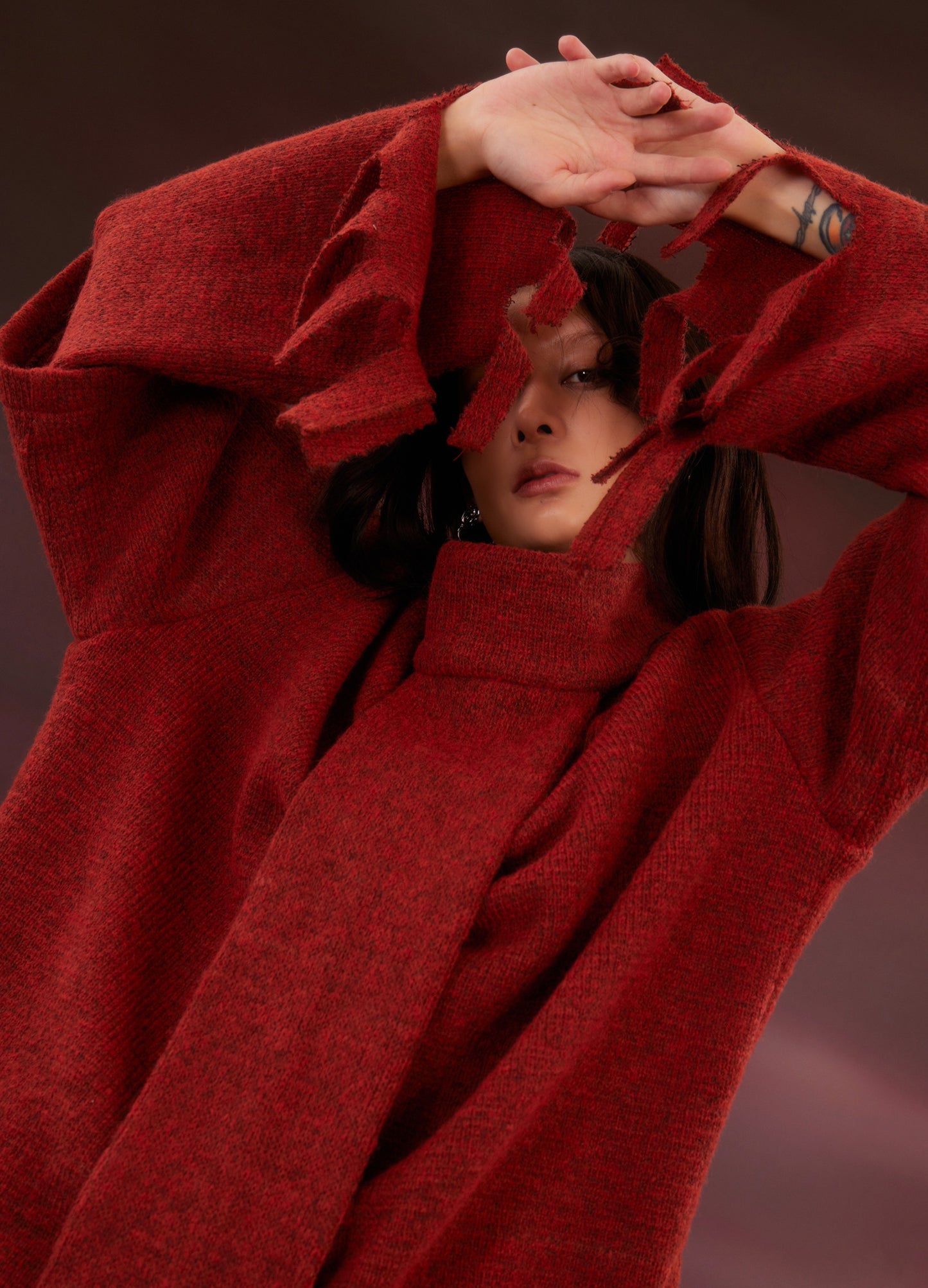 Raw Edge Turtleneck