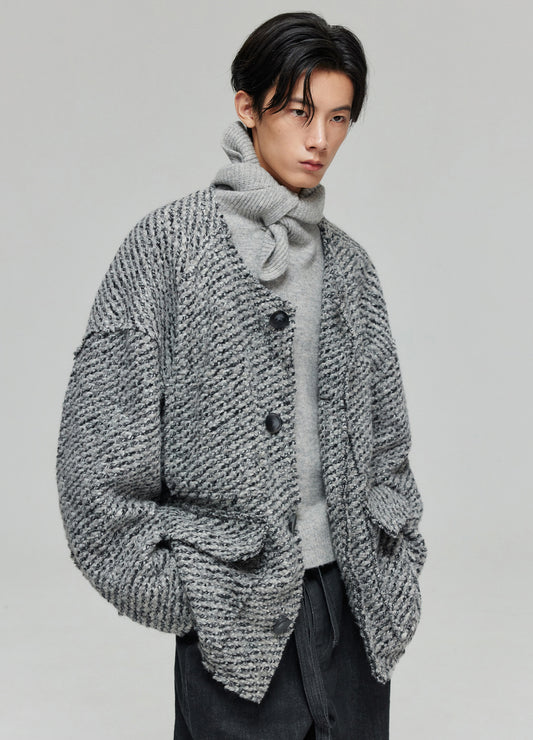 Raw Wool Knit Coat