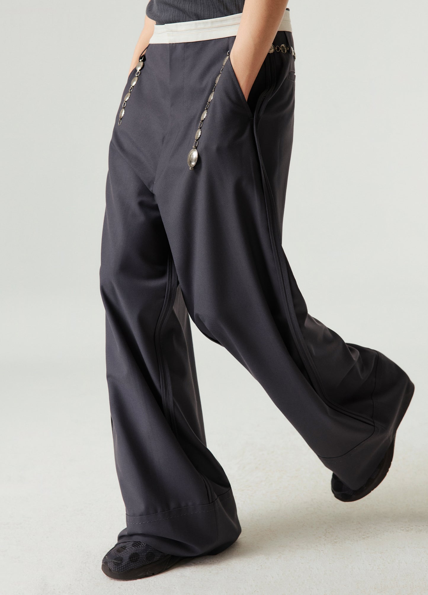 Reverse Seam Wide Leg Trousers