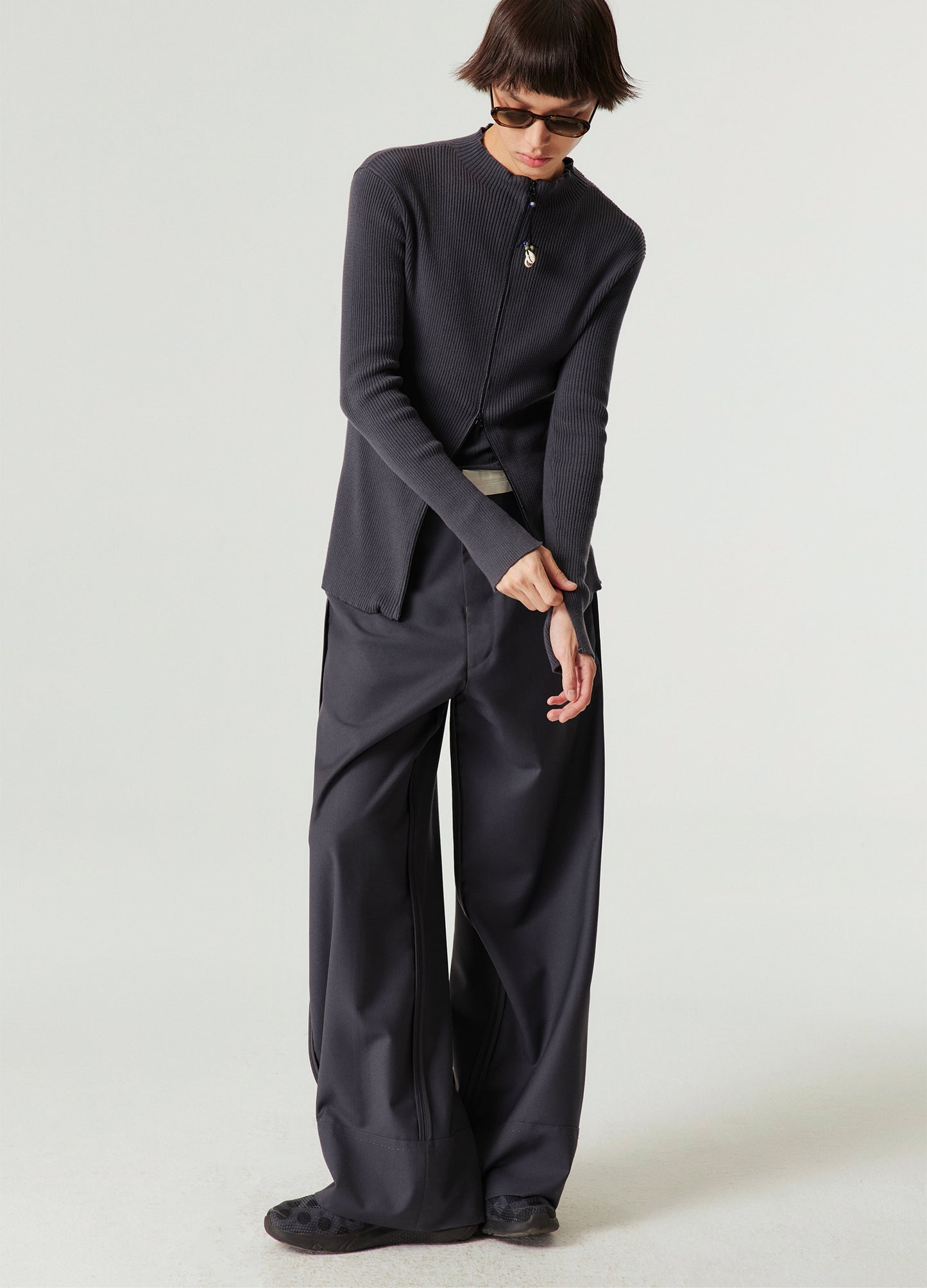 Reverse Seam Wide Leg Trousers